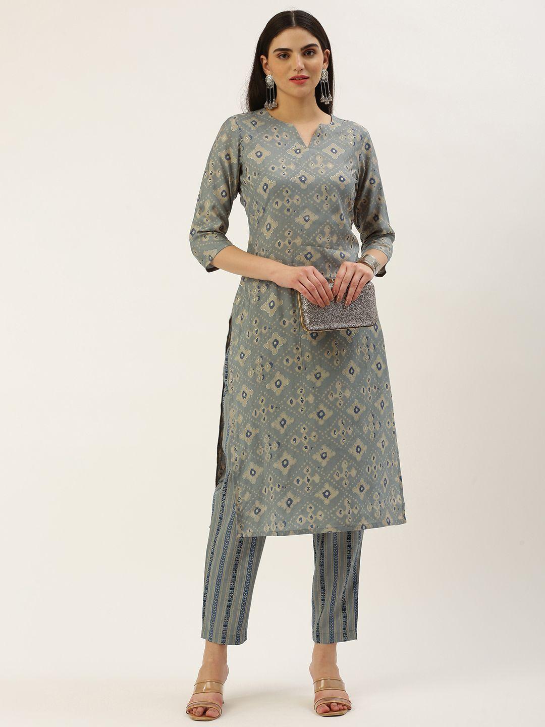 saanjh-floral-printed-regular-chanderi-cotton-kurta-with-trousers