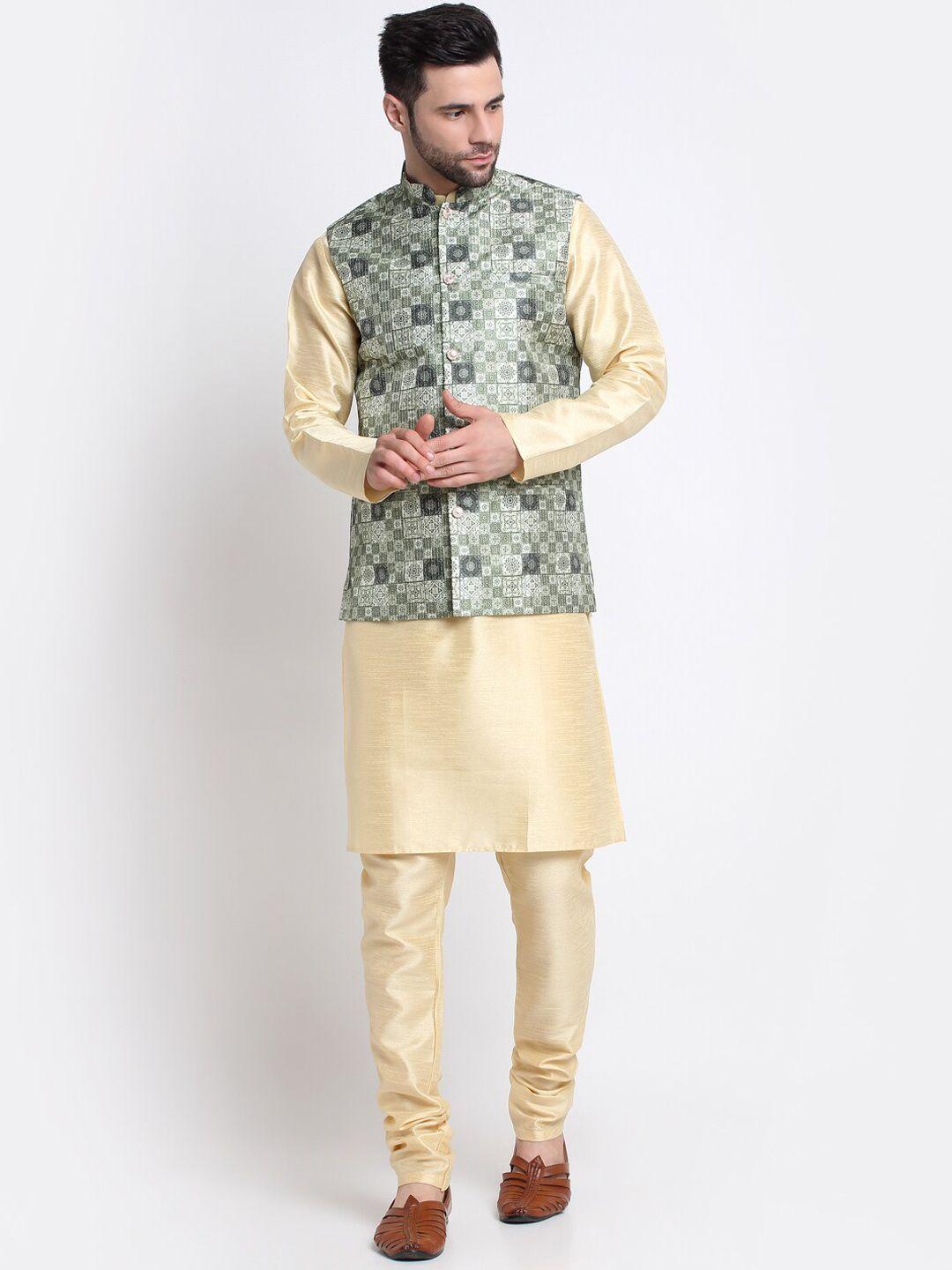 kraft-india-mandarin-collar-kurta-with-churidar-&-nehru-jacket