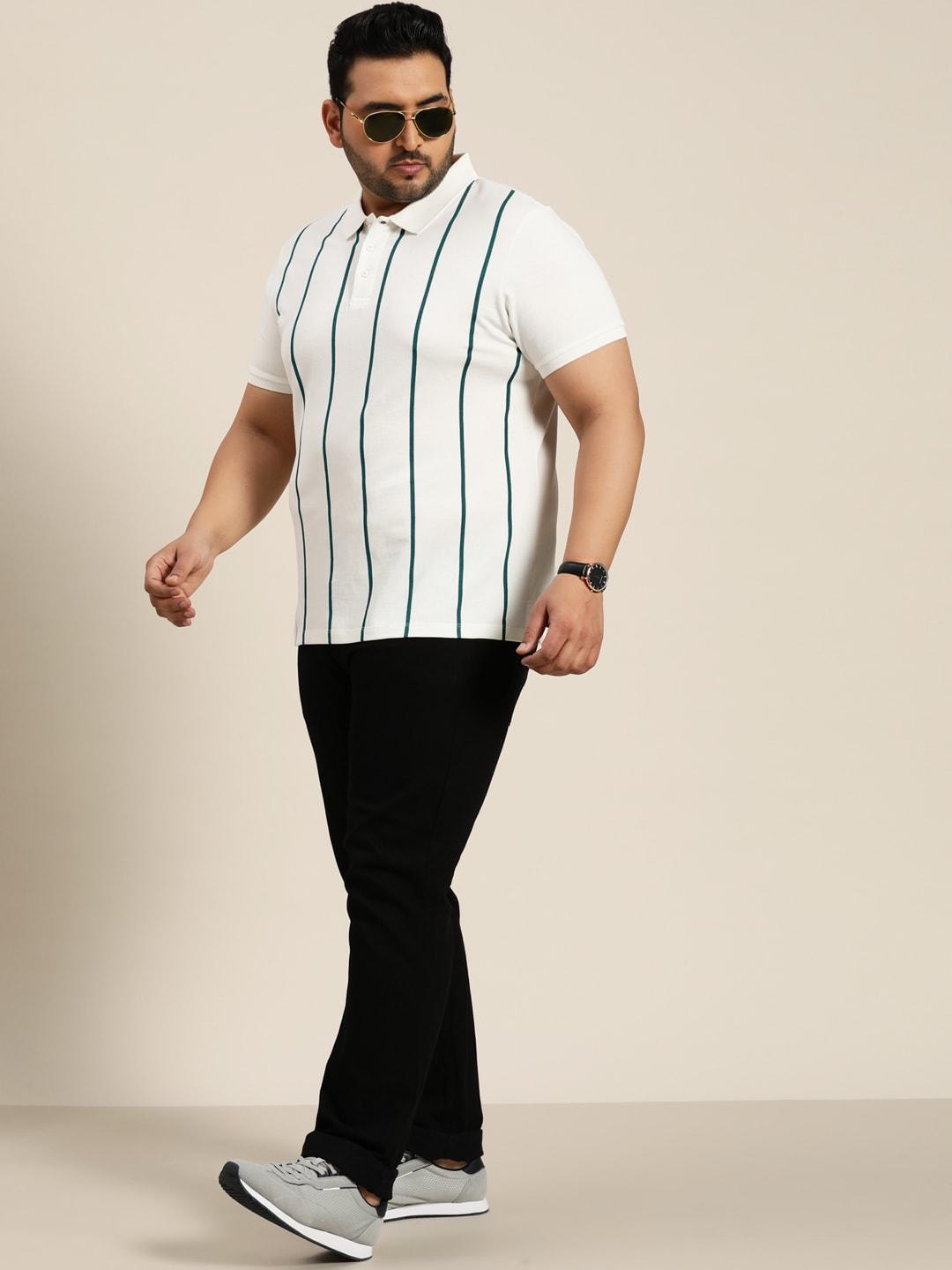 sztori-men-plus-size-striped-polo-collar-t-shirt