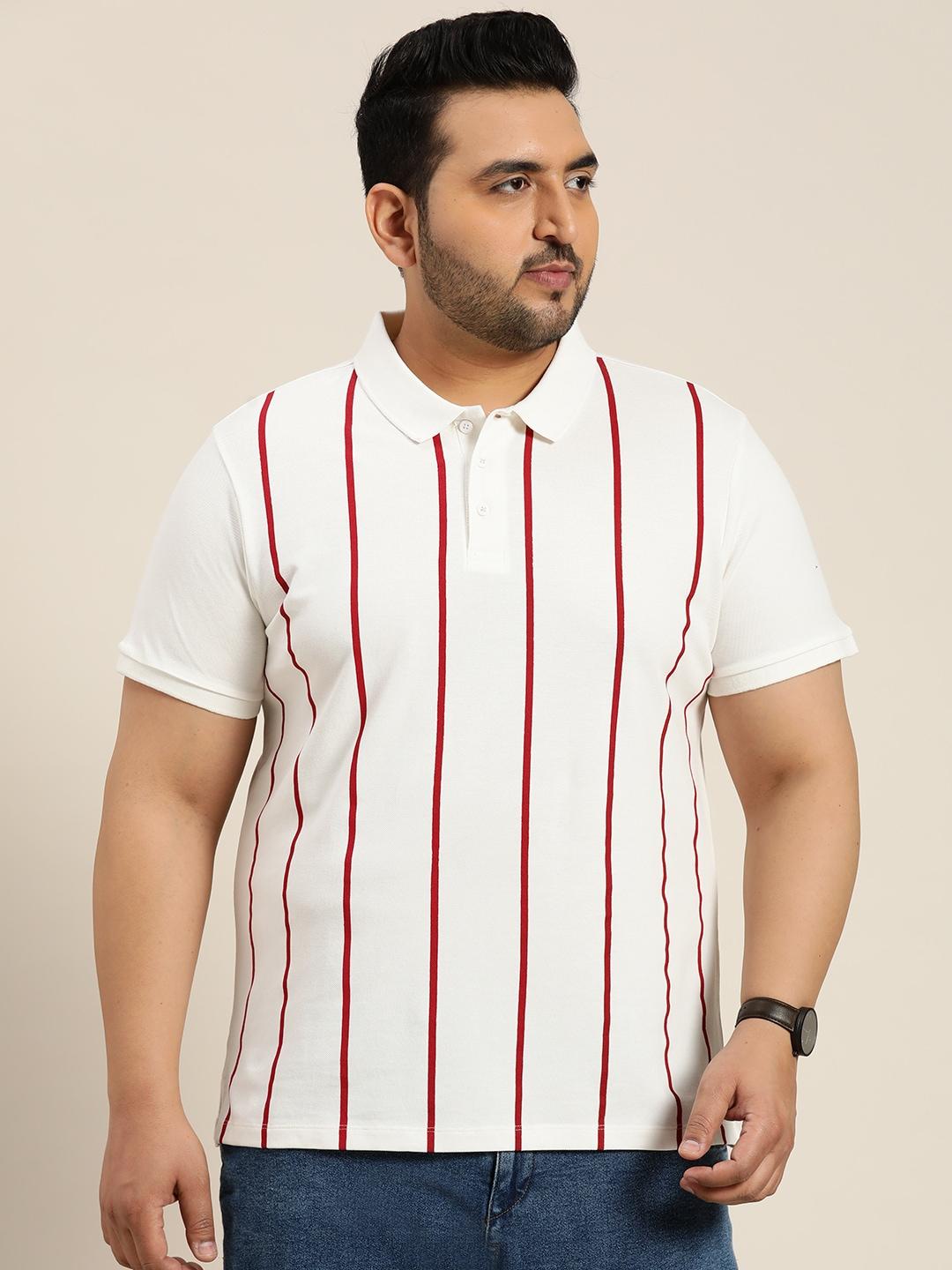 sztori-men-plus-size-striped-polo-collar-t-shirt