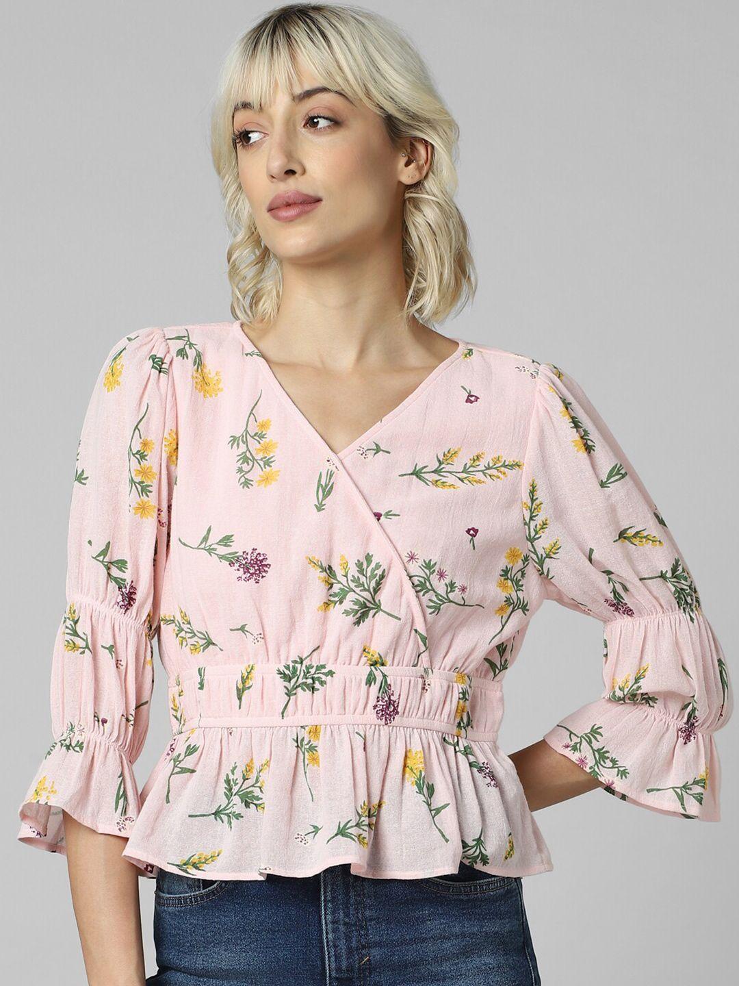 only-onlhorticool-floral-printed-bell-sleeves-cotton-peplum-top