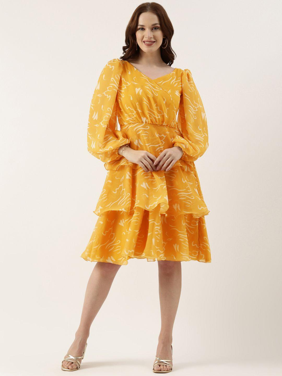 ethnovog-print-puff-sleeve-layered-georgette-dress