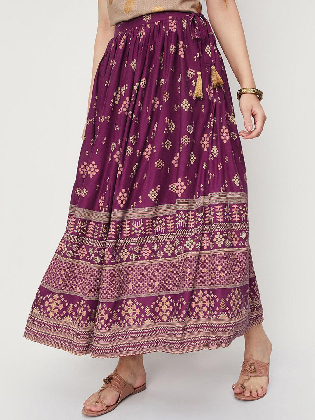 max-ethnic-print-printed-maxi-flared-skirt