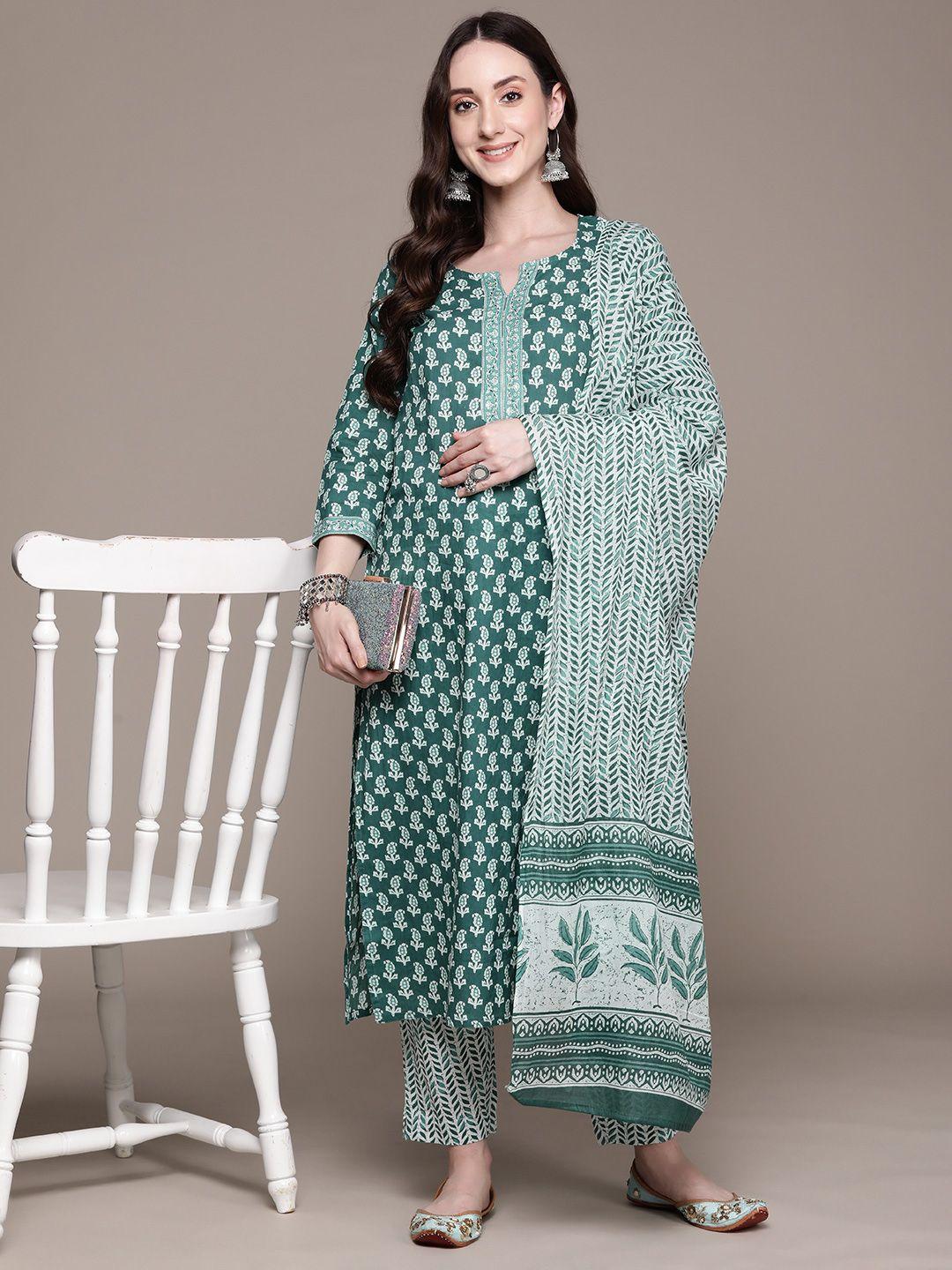 anubhutee-women-ethnic-motifs-printed-pure-cotton-kurta-with-trousers-&-with-dupatta