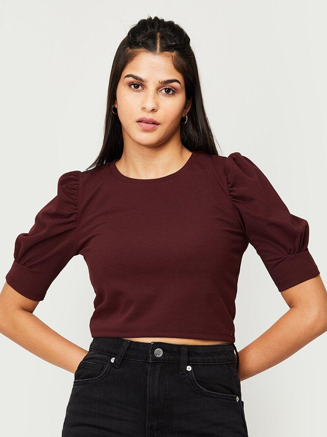 ginger-by-lifestyle-round-neck-puff-sleeve-crop-top