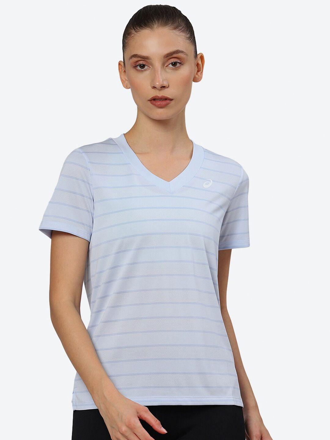 asics-women-striped-v-neck-t-shirt