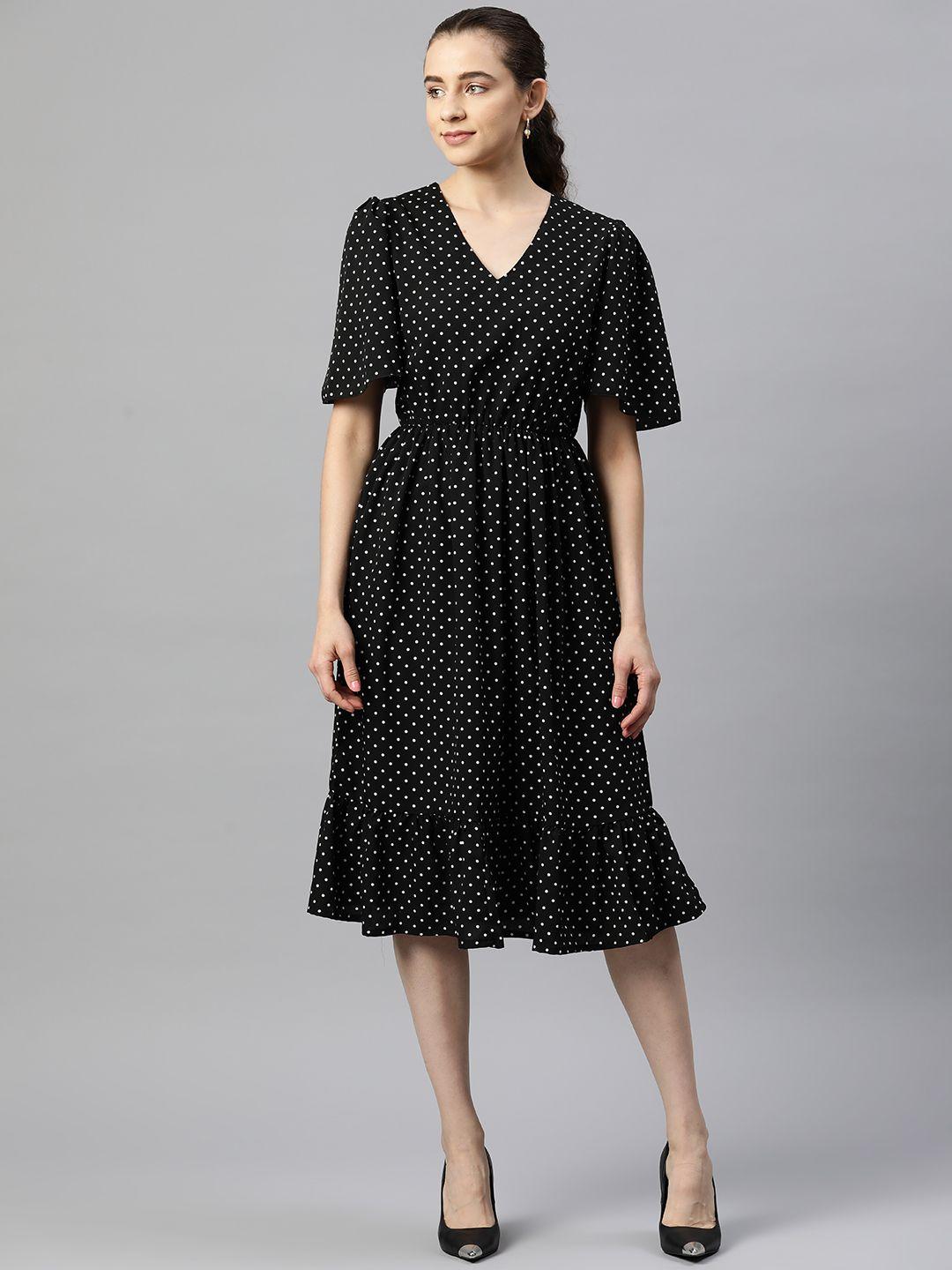 pluss-polka-dot-print-fit-&-flare-midi-dress