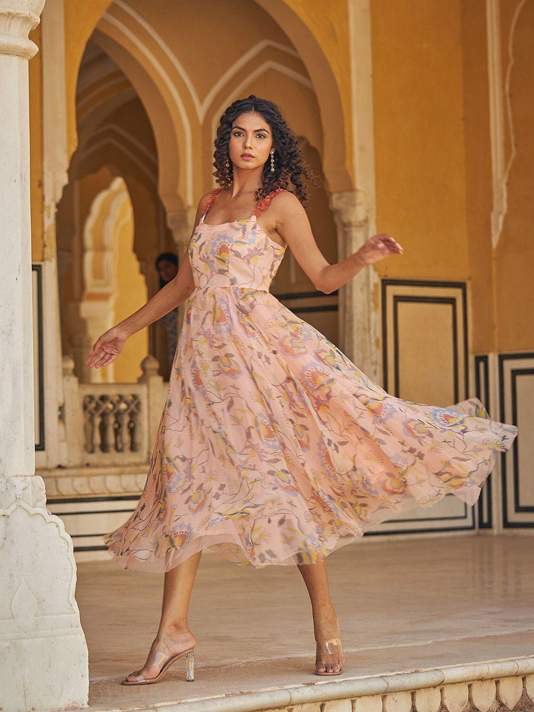 baise-gaba-floral-printed-fit-&-flare-dress