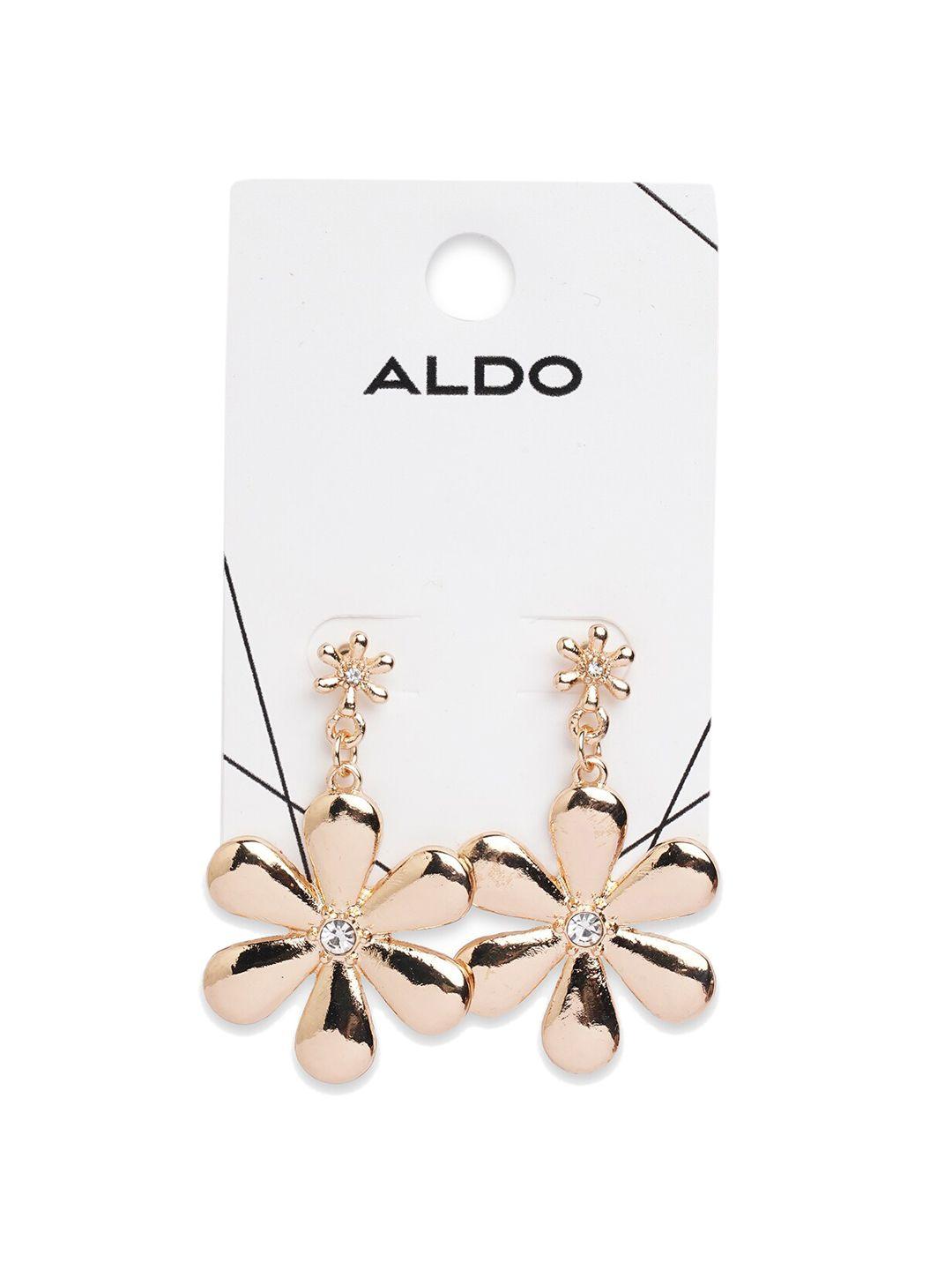 aldo-gold-plated-floral-drop-earrings