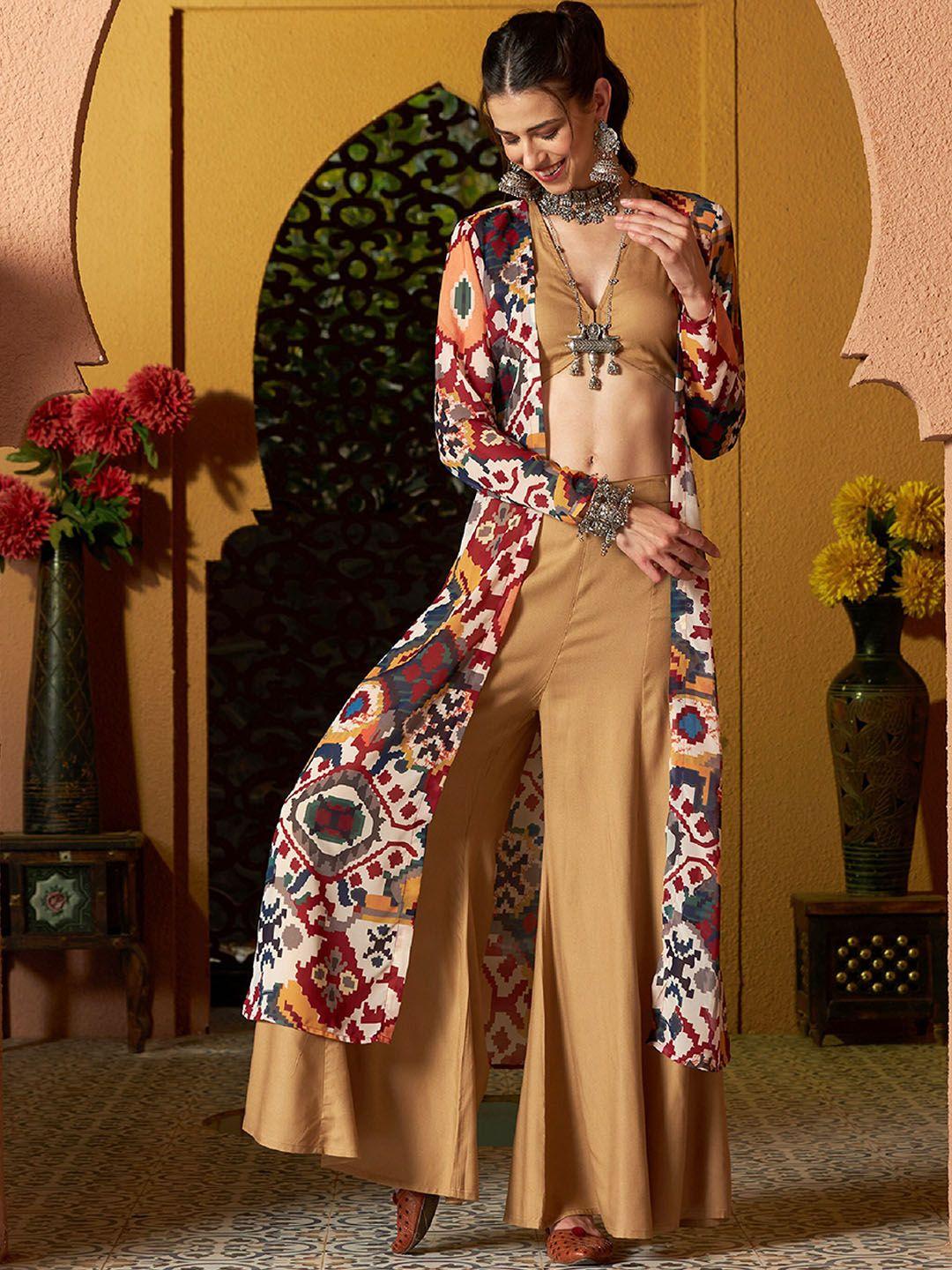 shae-by-sassafras-v-neck-crop-top-&-palazzo-with-printed-long-shrug-co-ords