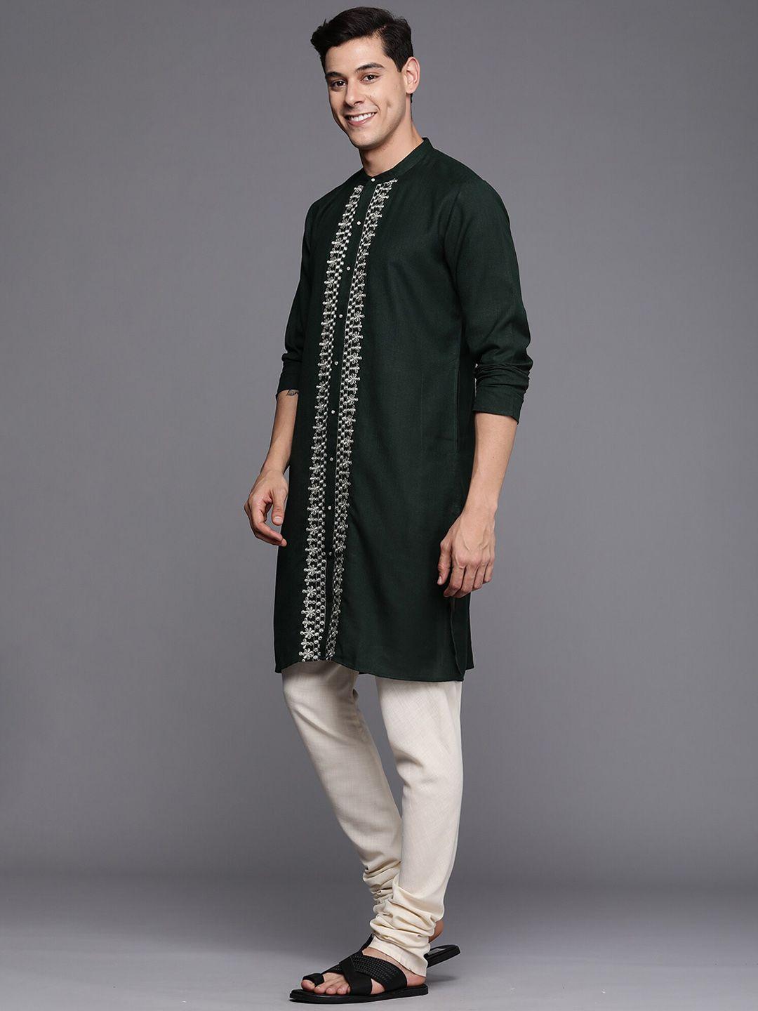 indo-era-ethnic-motif-embroidered-band-collar-pure-cotton-kurta