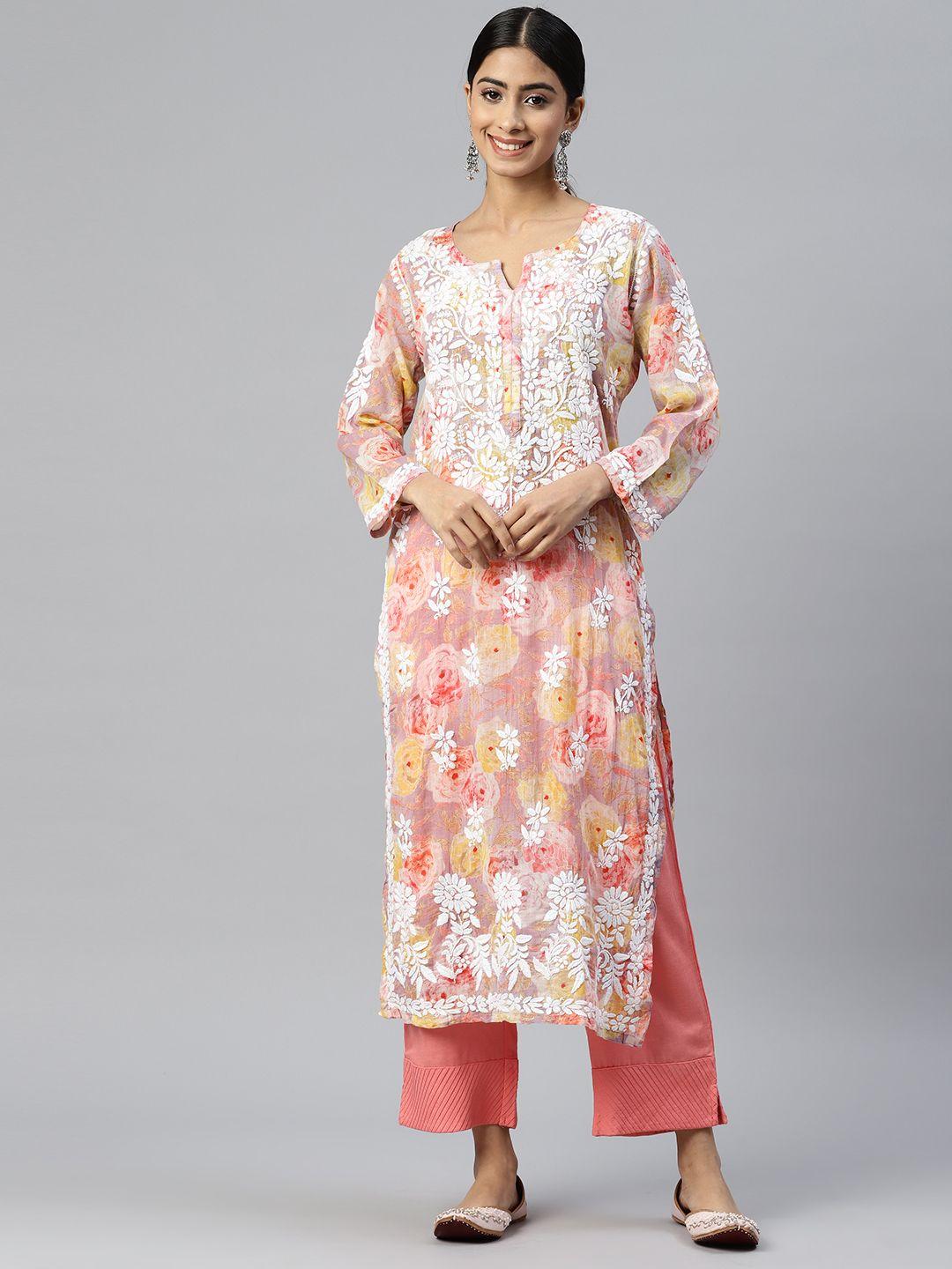 paramount-chikan-ethnic-motifs-embroidered-chikankari-floral-pure-cotton-kurta