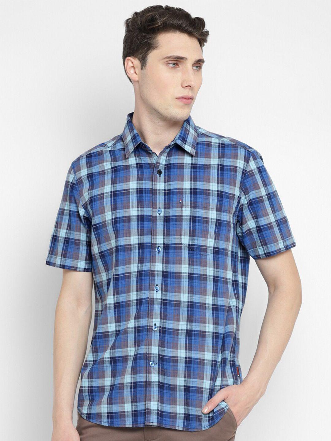 red-chief-tartan-checked-spread-collar-slim-fit-casual-shirt