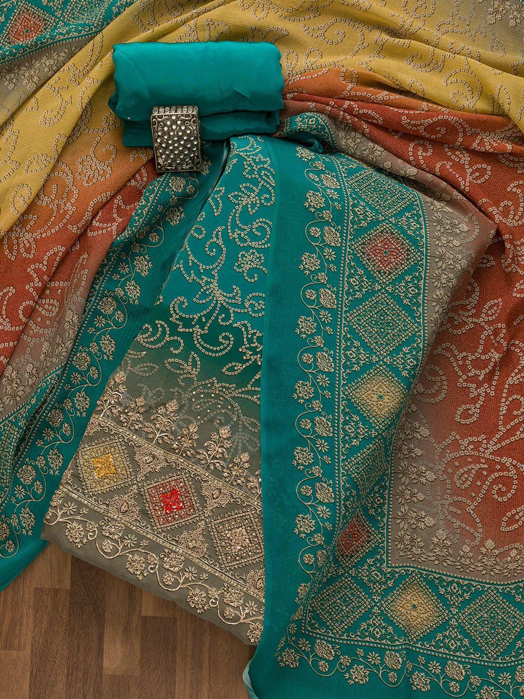 koskii-bandhani-printed-semi-stitched-dress-material