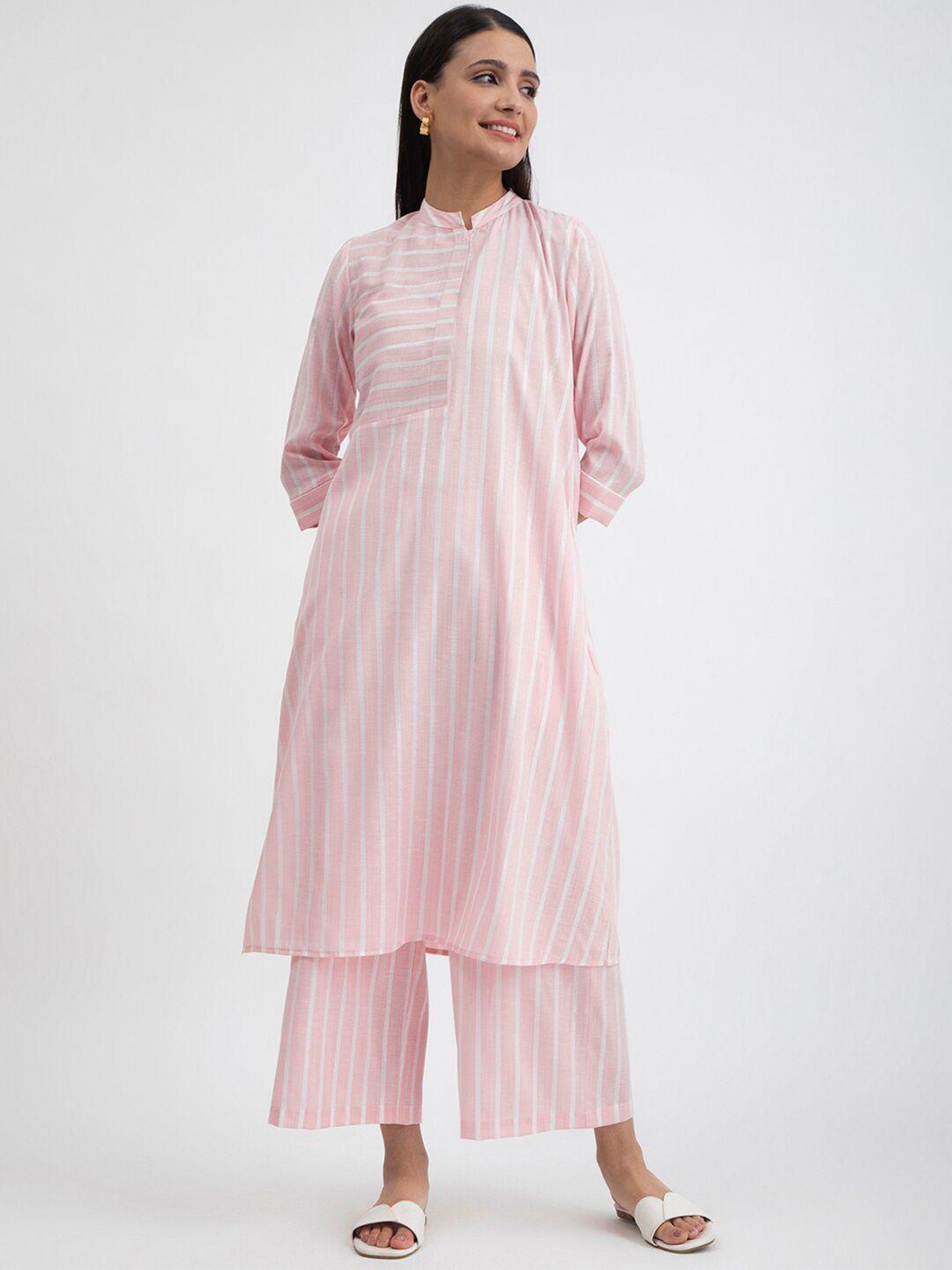 pink-fort-striped-mandarin-collar-a-line-kurta-with-palazzos