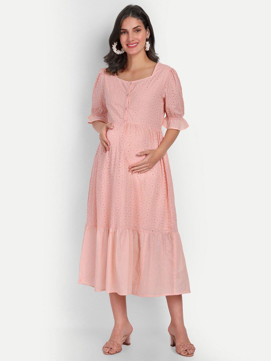 aaruvi-ruchi-verma-bell-sleeve-fit-&-flare-midi-cotton-dress