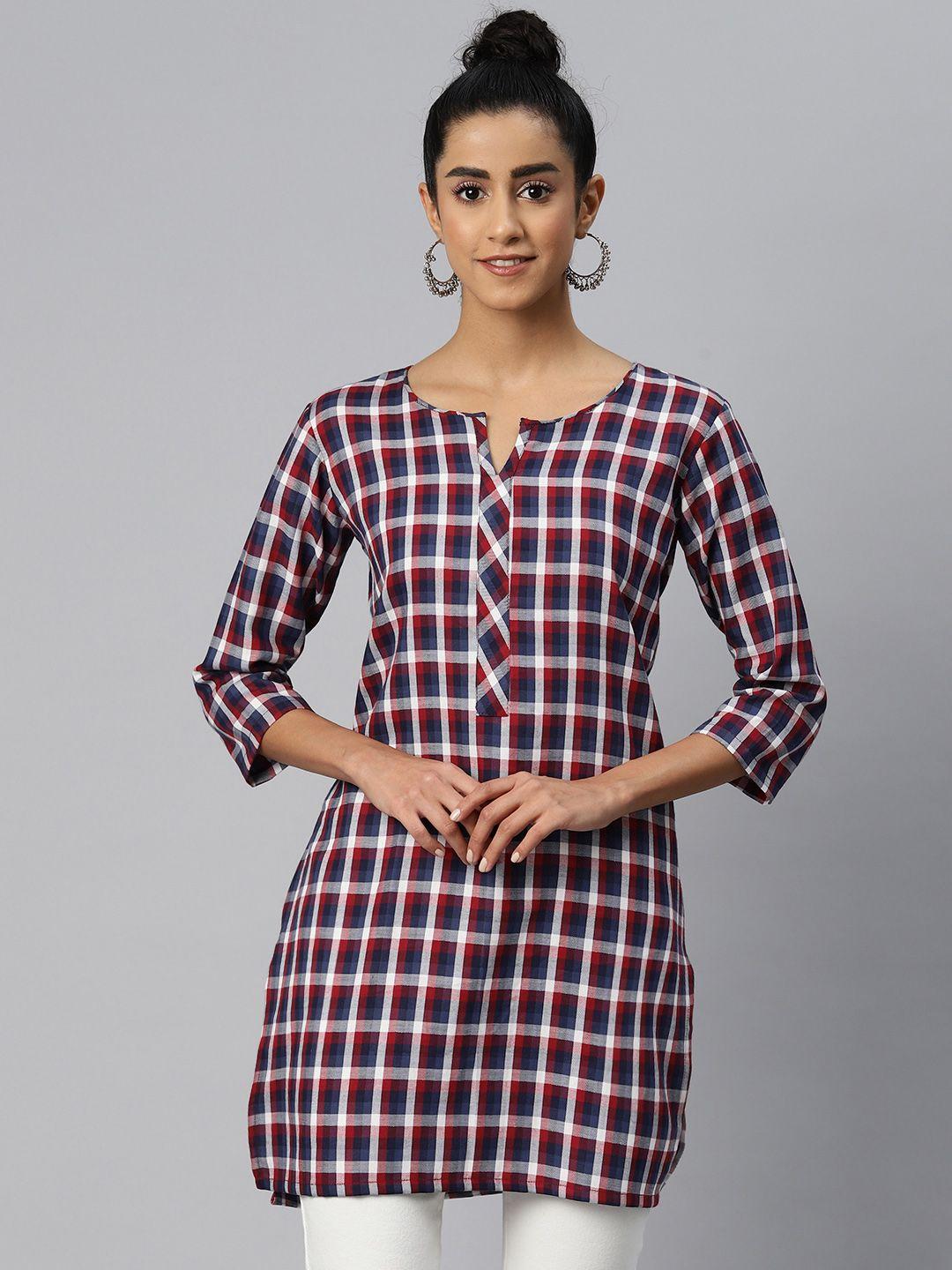 one-femme-checked-pure-cotton-kurti