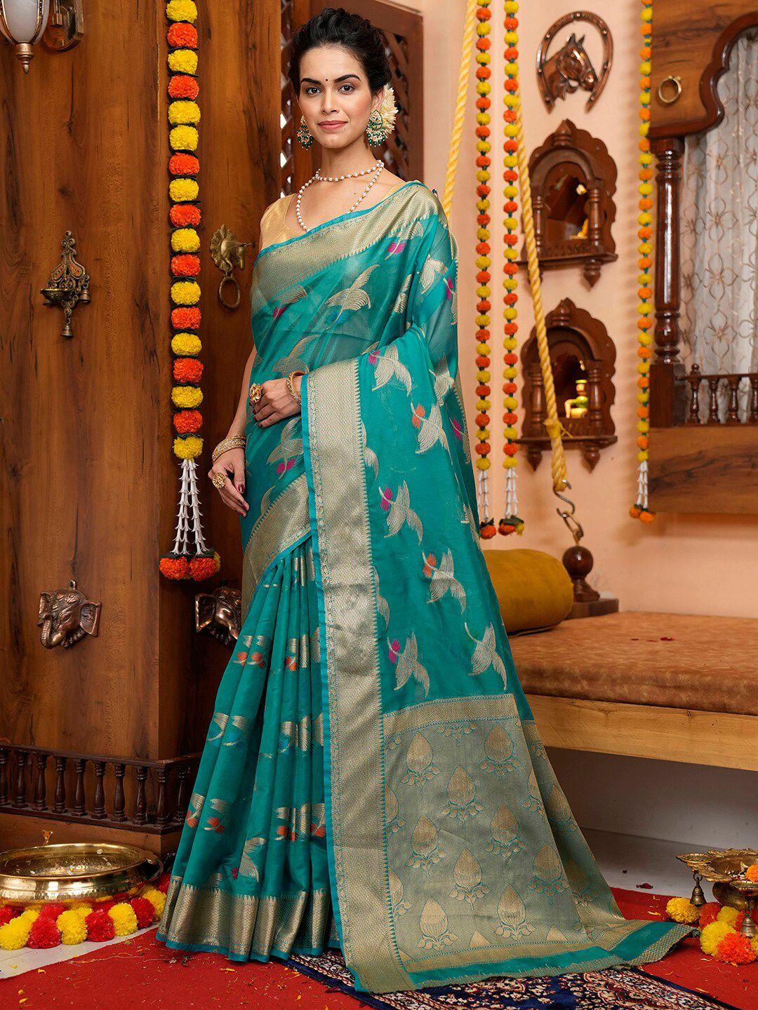 mitera-ethnic-motif-tissue-zari-saree-with-blouse-piece