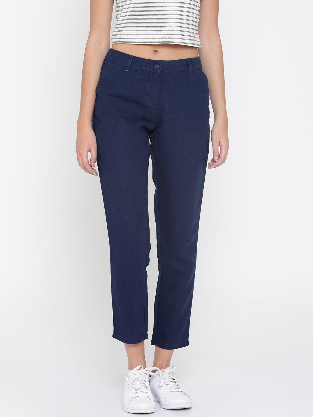 u.s.-polo-assn.-women-women-blue-regular-fit-solid-regular-linen-trousers