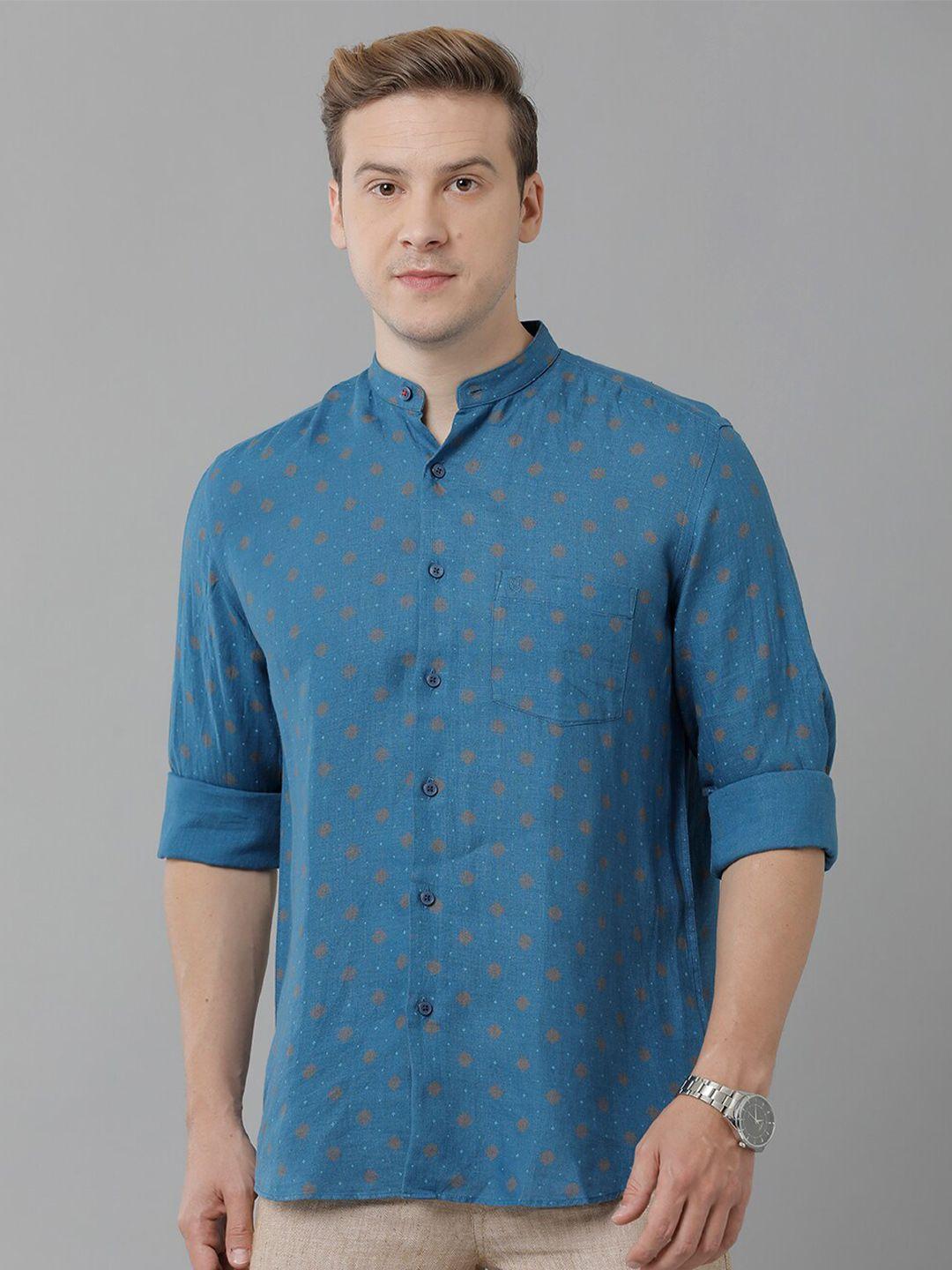 linen-club-geometric-printed-linen-casual-shirt
