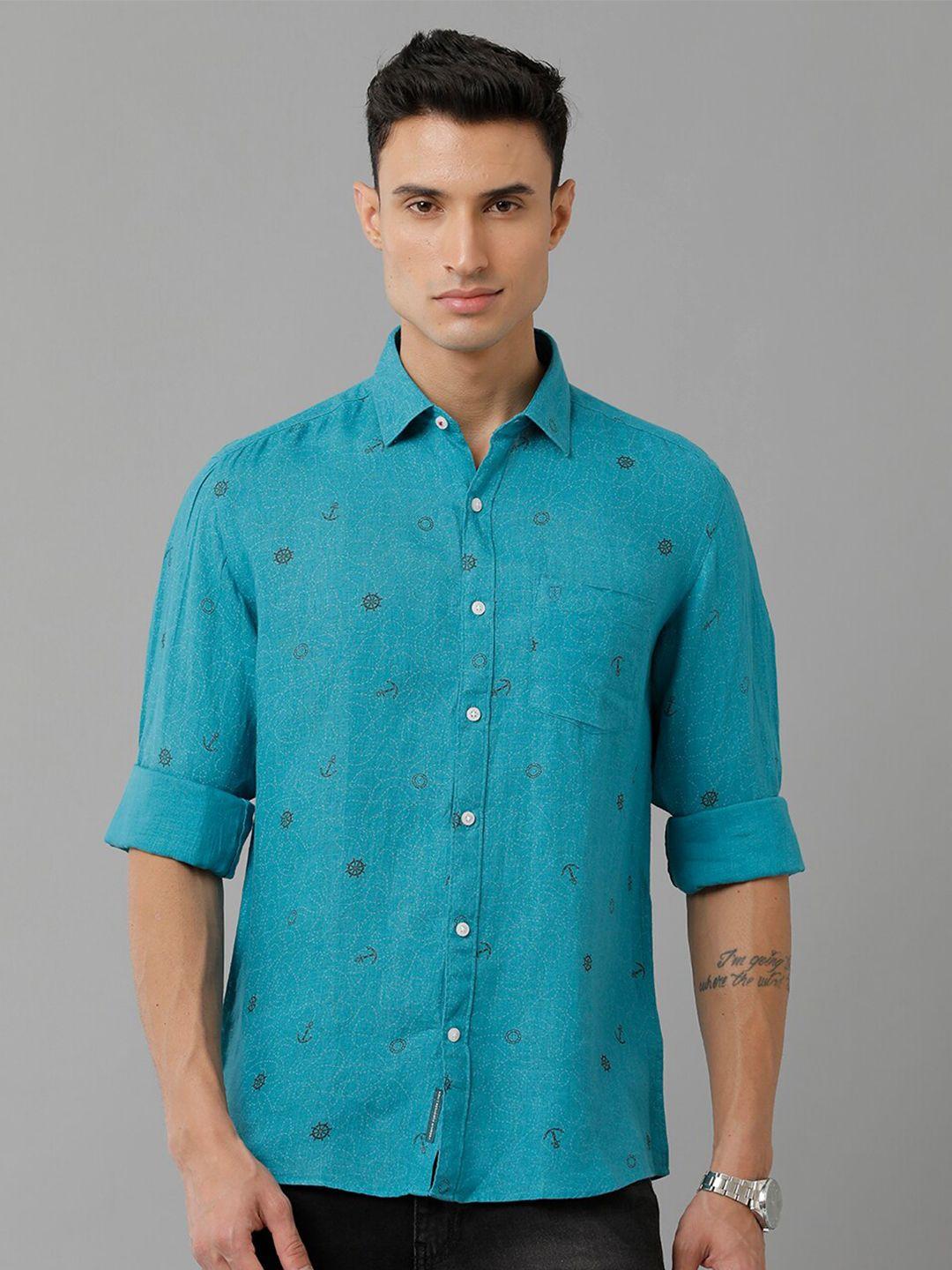 linen-club-men-turquoise-blue-opaque-printed-casual-shirt