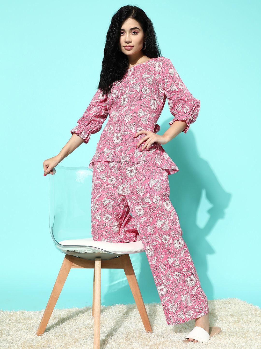 libas-women-floral-printed-pure-cotton-night-suit