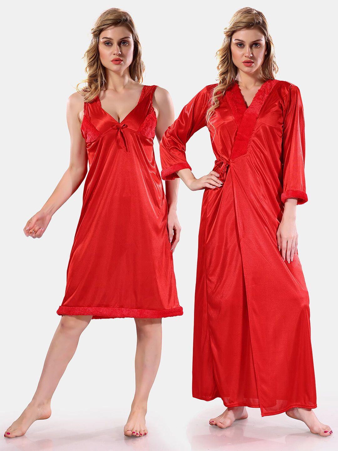 be-you-v-neck-lace-up-details-satin-nightdress-with-robe