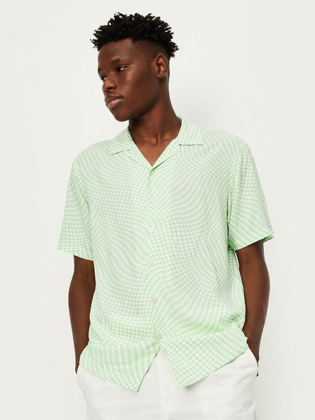 max-geometric-printed-short-sleeves-casual-shirt