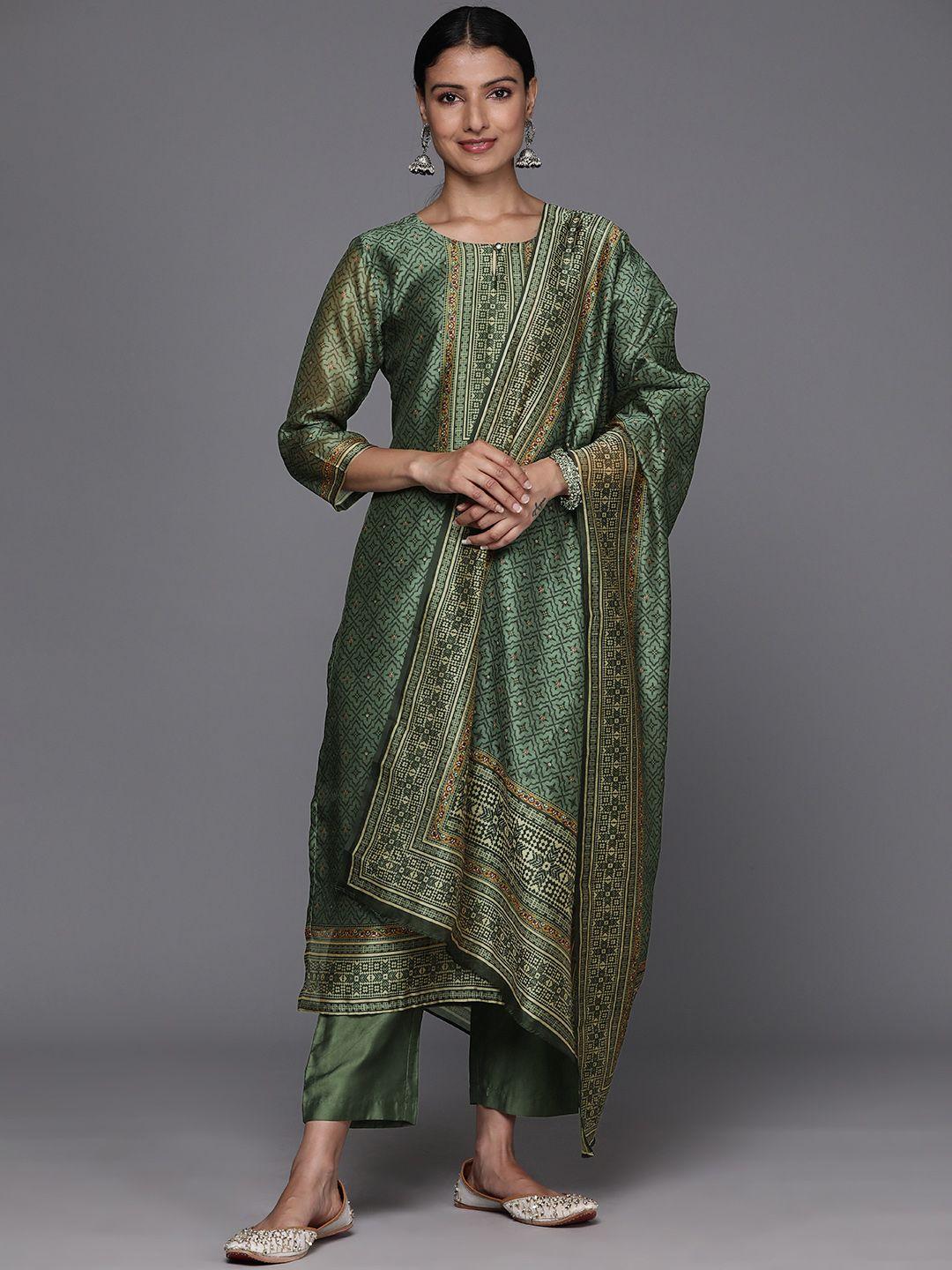 varanga-women-ethnic-motifs-printed-regular-chanderi-silk-kurta-with-trousers-&-dupatta