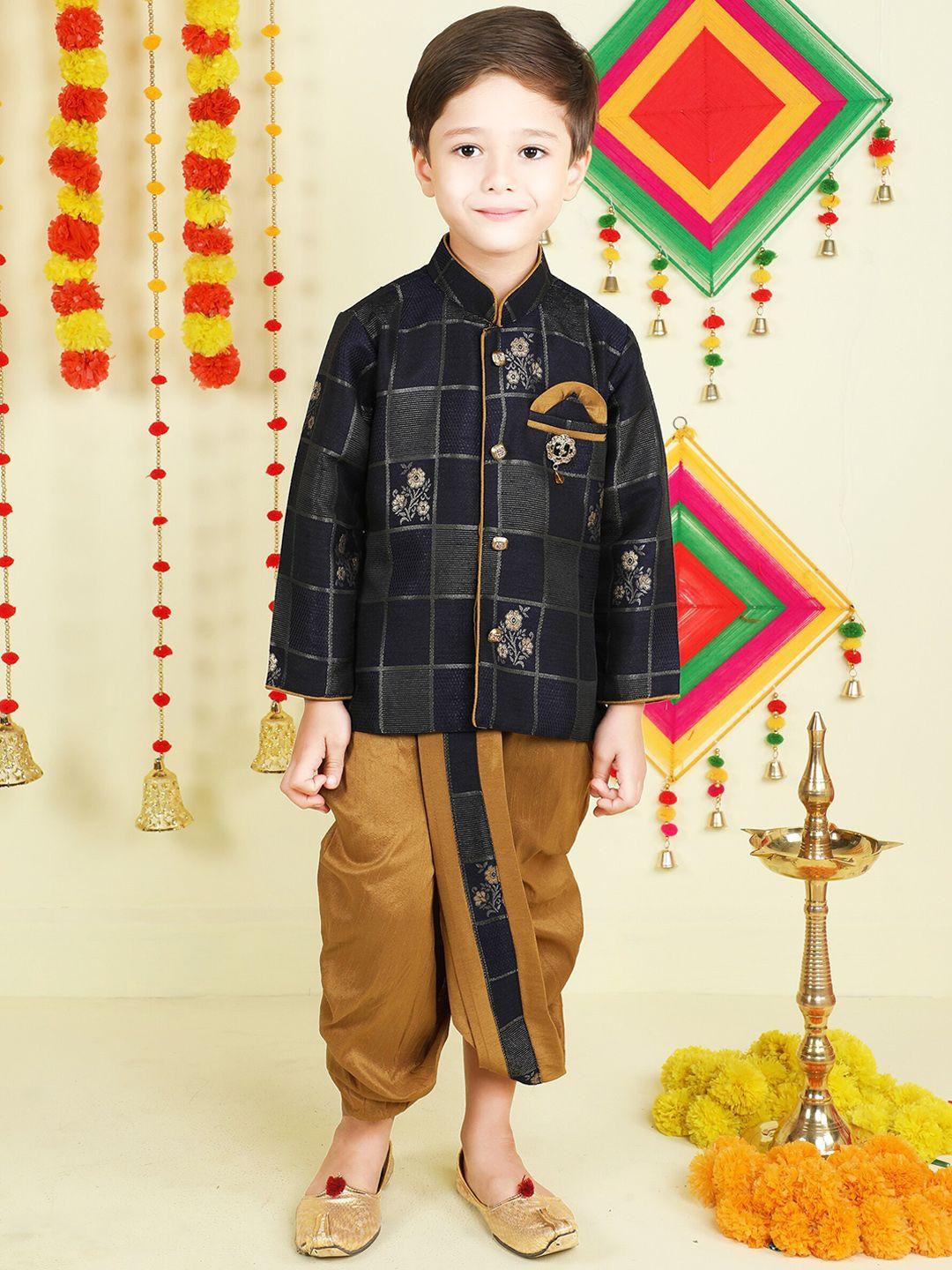 jeetethnics-boys-mandarin-collar-woven-design-zari-kurta-with-dhoti-pants