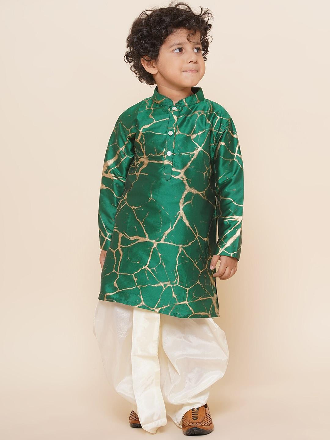 sethukrishna-boys-mandarin-collar-abstract-printed-kurta-with-dhoti-pants