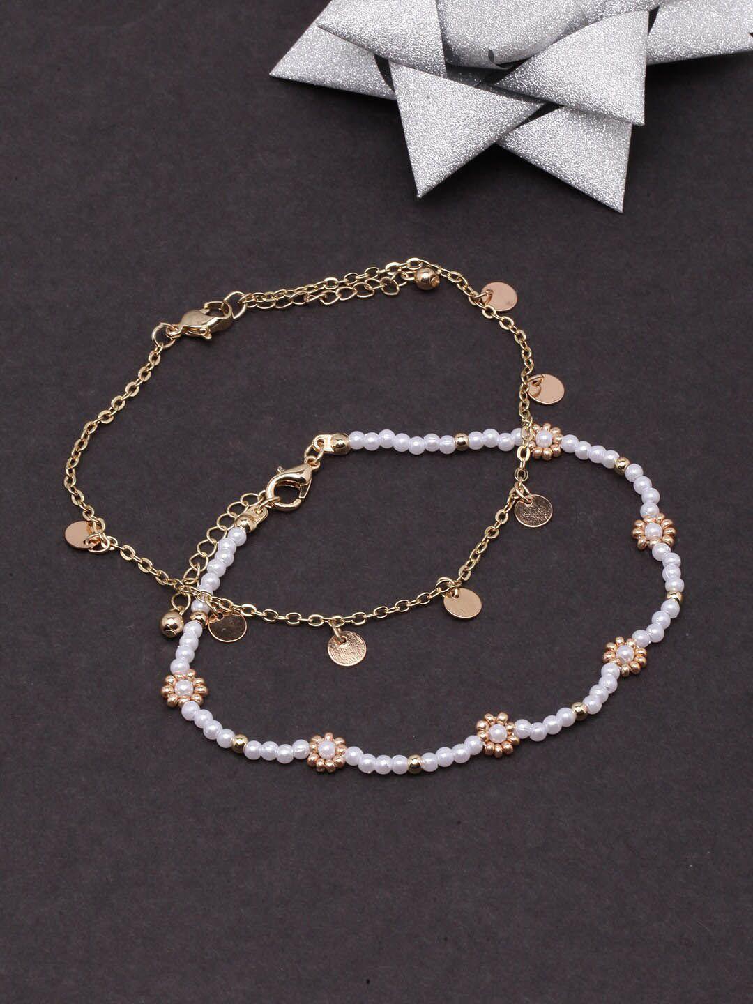dressberry-white-set-of-2-gold-plated-anklets