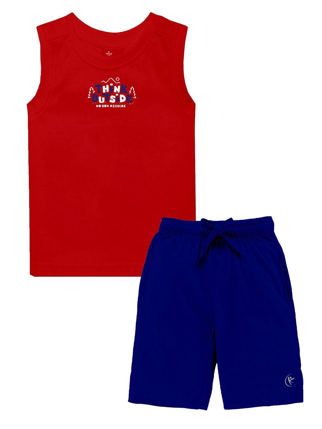 kiddopanti-boys-printed-sleeveless-pure-cotton-t-shirt-with-shorts-set