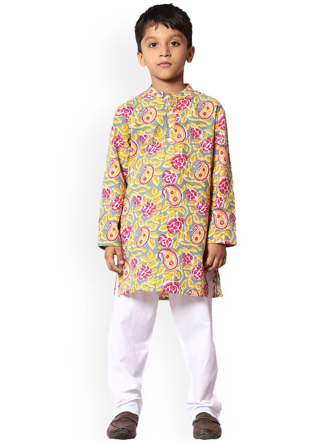 ka-mee-boys-ethnic-motifs-printed-pure-cotton-kurta-with-pyjamas