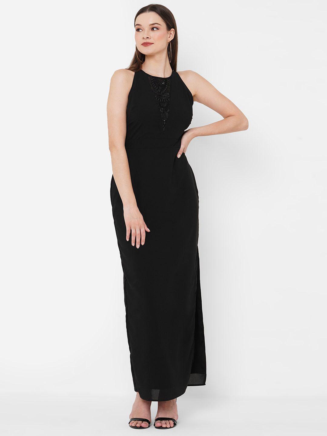 mish-black-embellished-a-line-maxi-dress