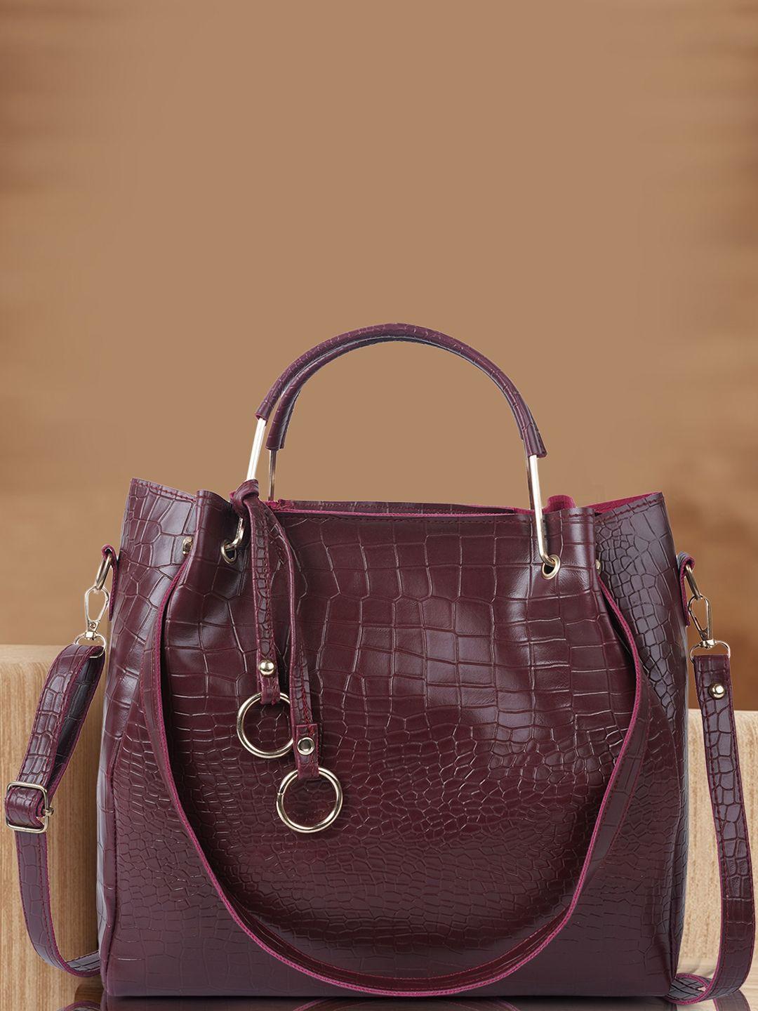 dressberry-maroon-textured-structured-handheld-bag-with-tasselled