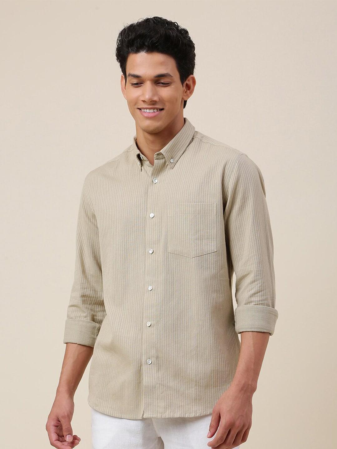 fabindia-striped-button-down-collar-slim-fit-cotton-casual-shirt