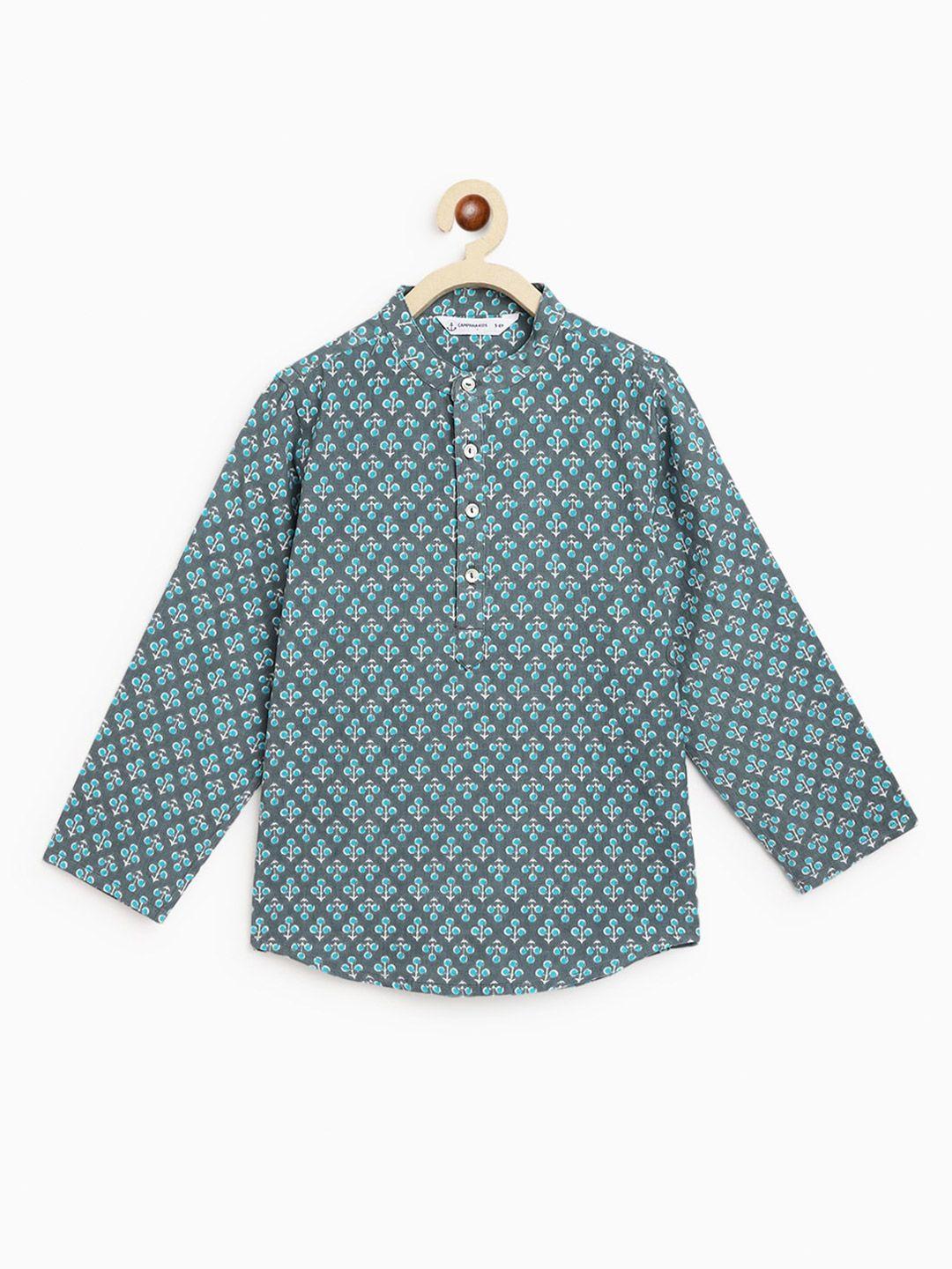 campana-boys-floral-printed-mandarin-collar-cotton-casual-shirt