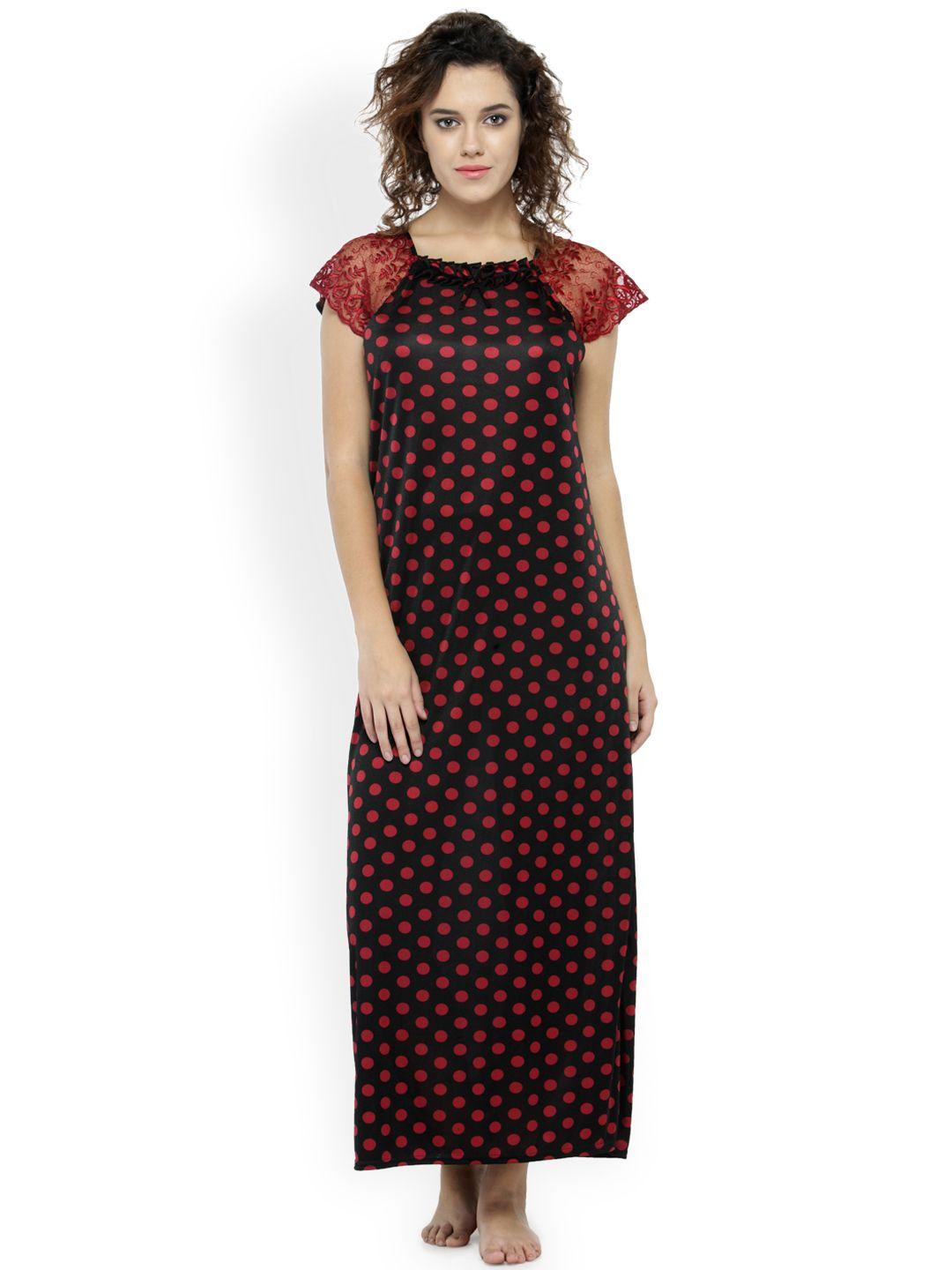 n-gal-black-&-maroon-polka-dot-print-maxi-nightdress-nsr06