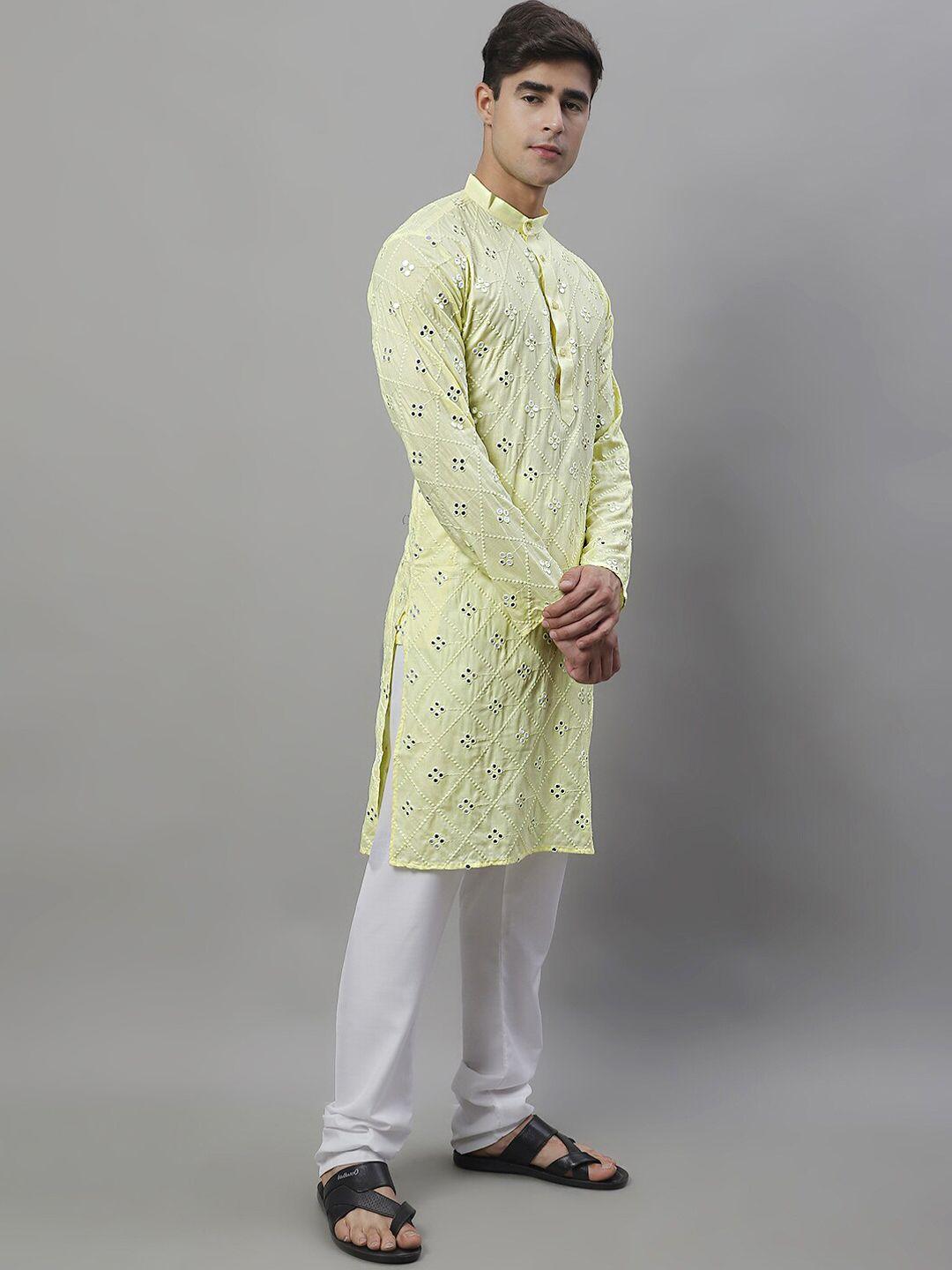 jompers-geometric-embroidered-mirror-work-pure-cotton-kurta-with-pyjamas