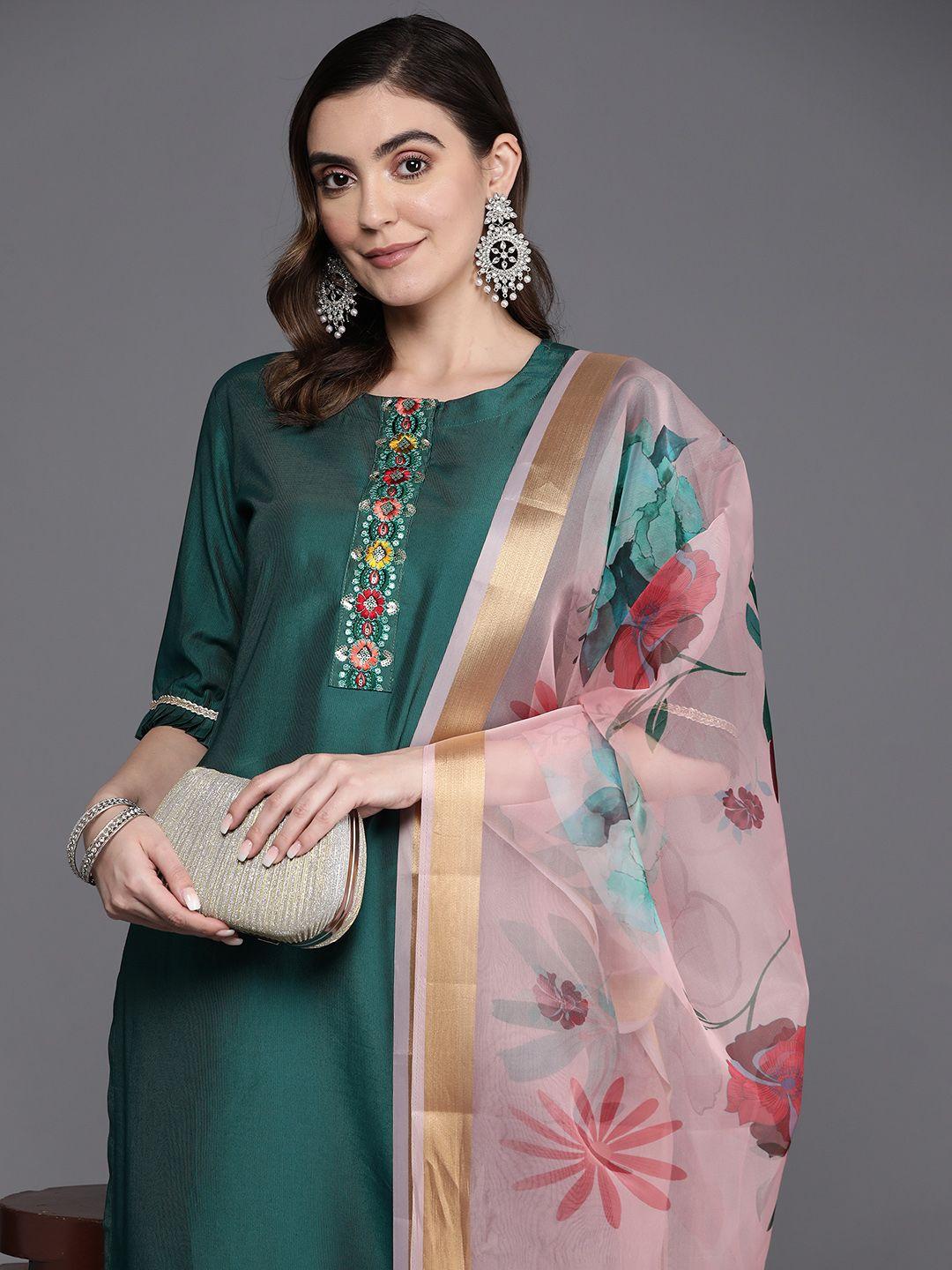 indo-era-floral-embroidered-regular-thread-work-liva-kurta-with-palazzos-&-dupatta