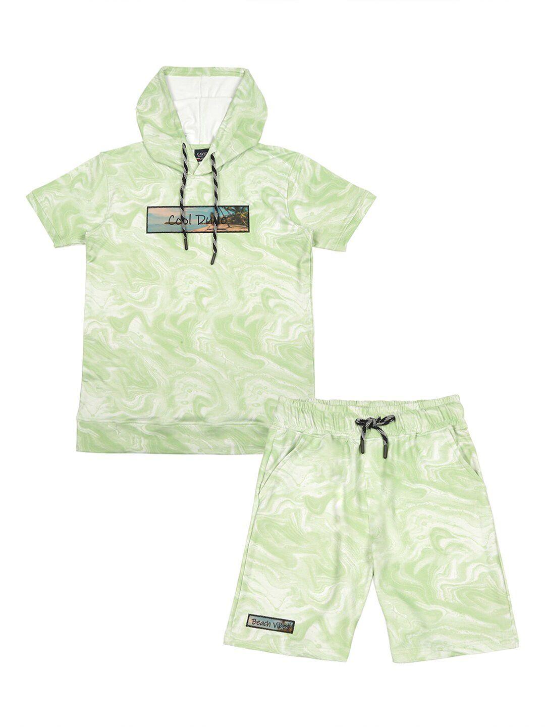 cavio-boys-printed-hooded-t-shirt-with-shorts-set