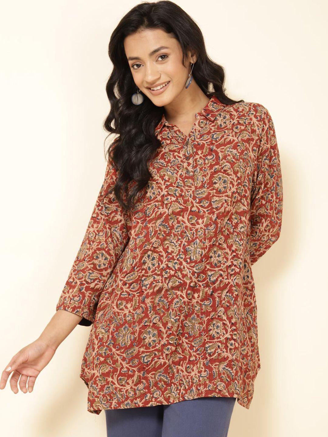 fabindia-shirt-collar-kalamkari-printed-cotton-tunic