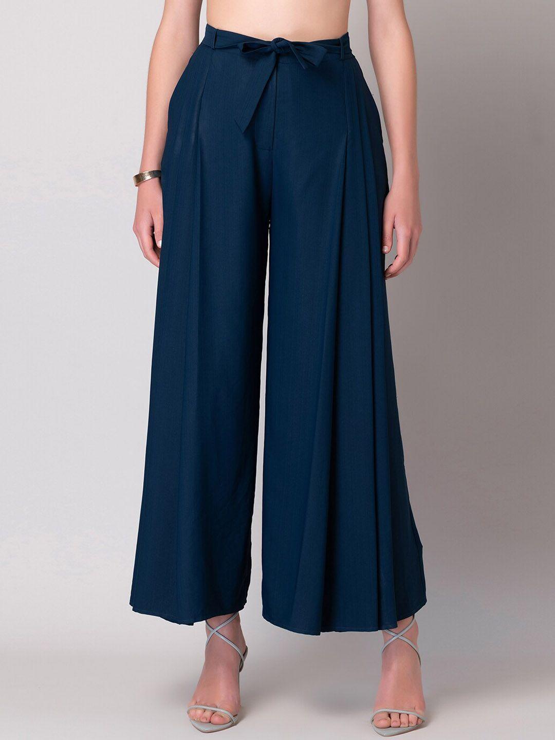 faballey-women-mid-rise-plain-pleated-parallel-trousers