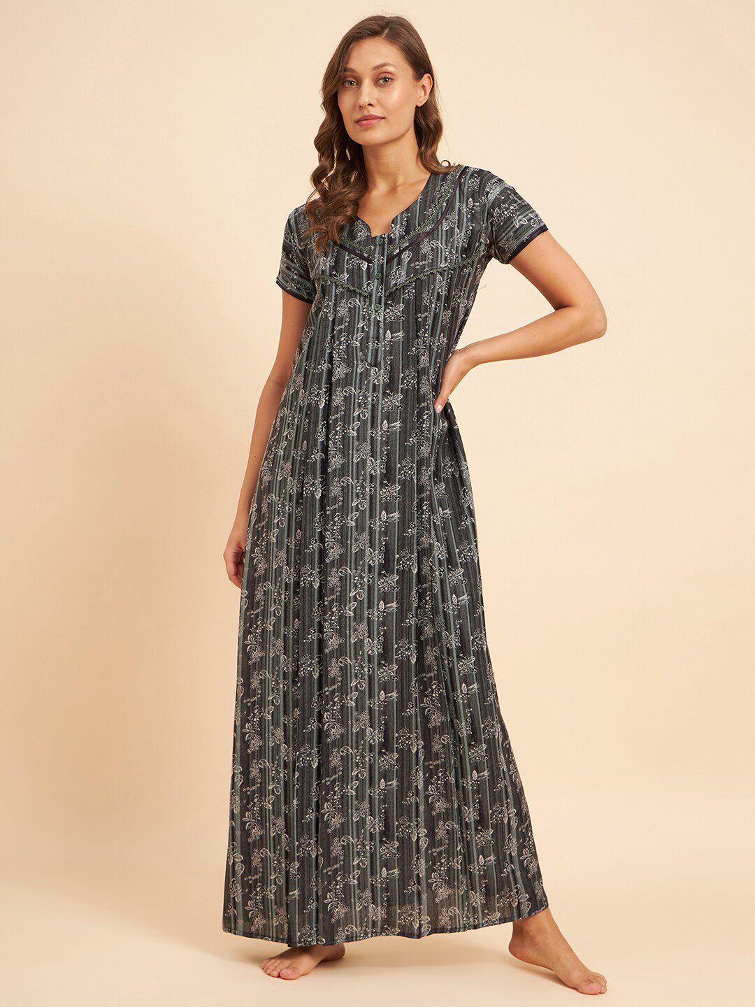 sweet-dreams-green-&-white-floral-printed-maxi-nightdress