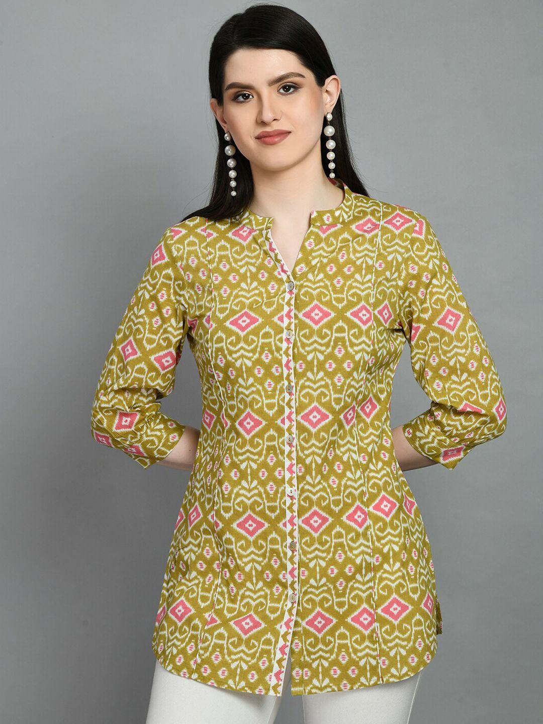 meesan-mandarin-collar-printed-cotton-kurti