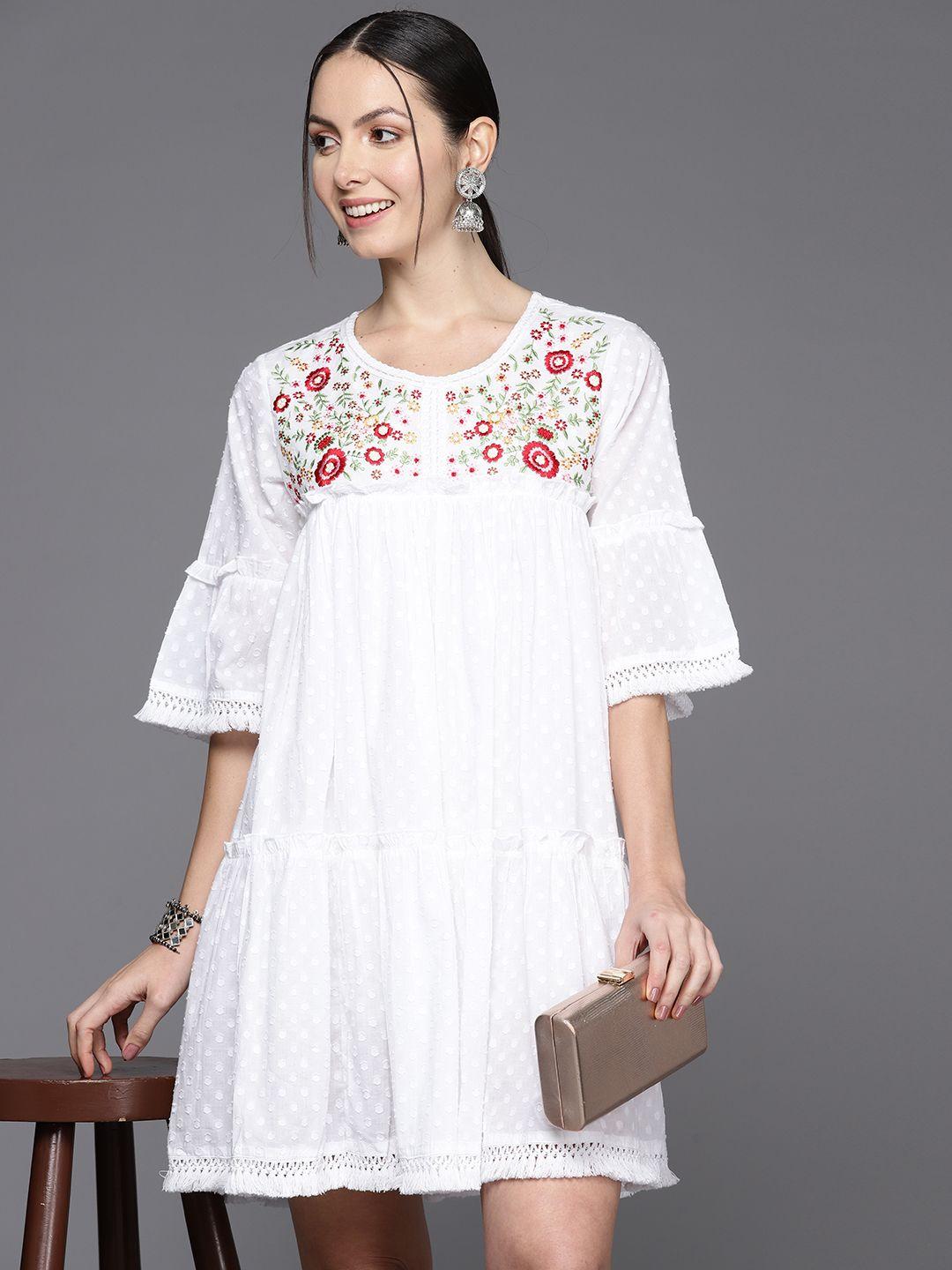 indo-era-floral-embroidered-flared-sleeves-fringed-a-line-dress