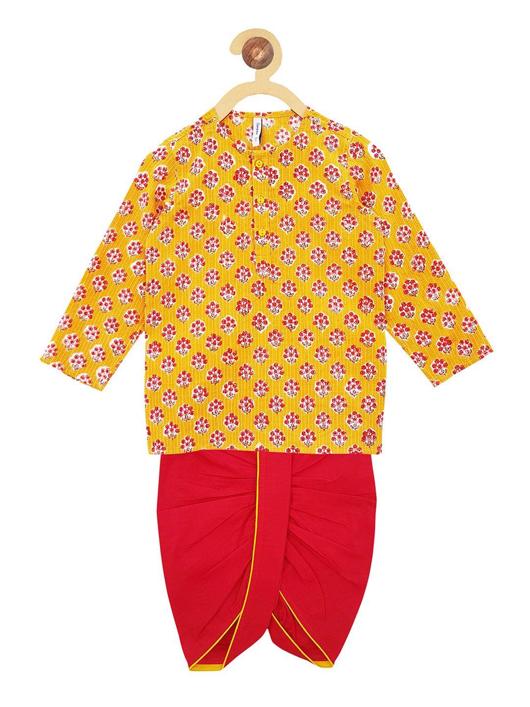 campana-boys-floral-printed-pure-cotton-kurta-with-dhoti-pants