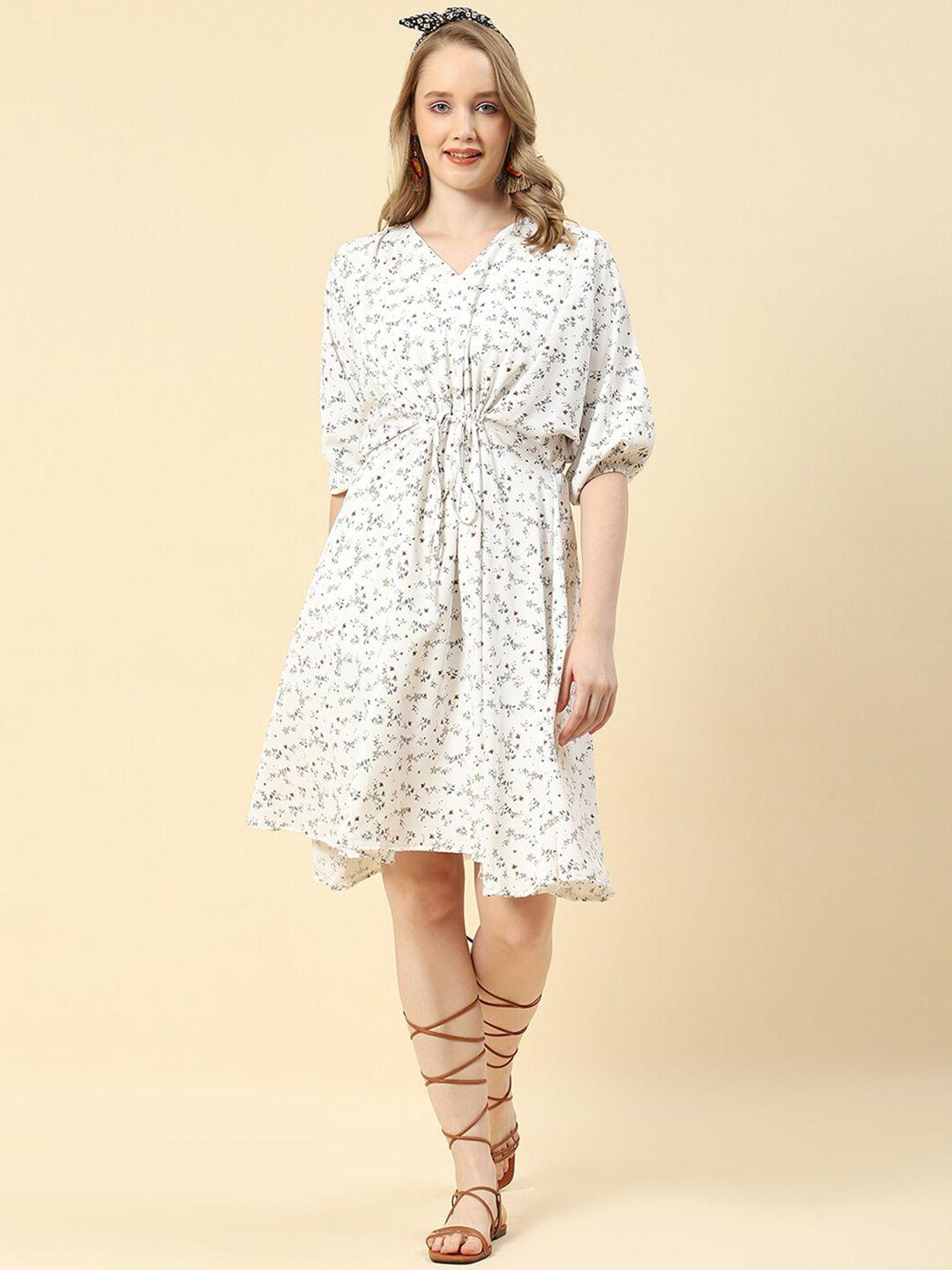 monte-carlo-floral-printed-ruched-cotton-fit-&-flare-dress