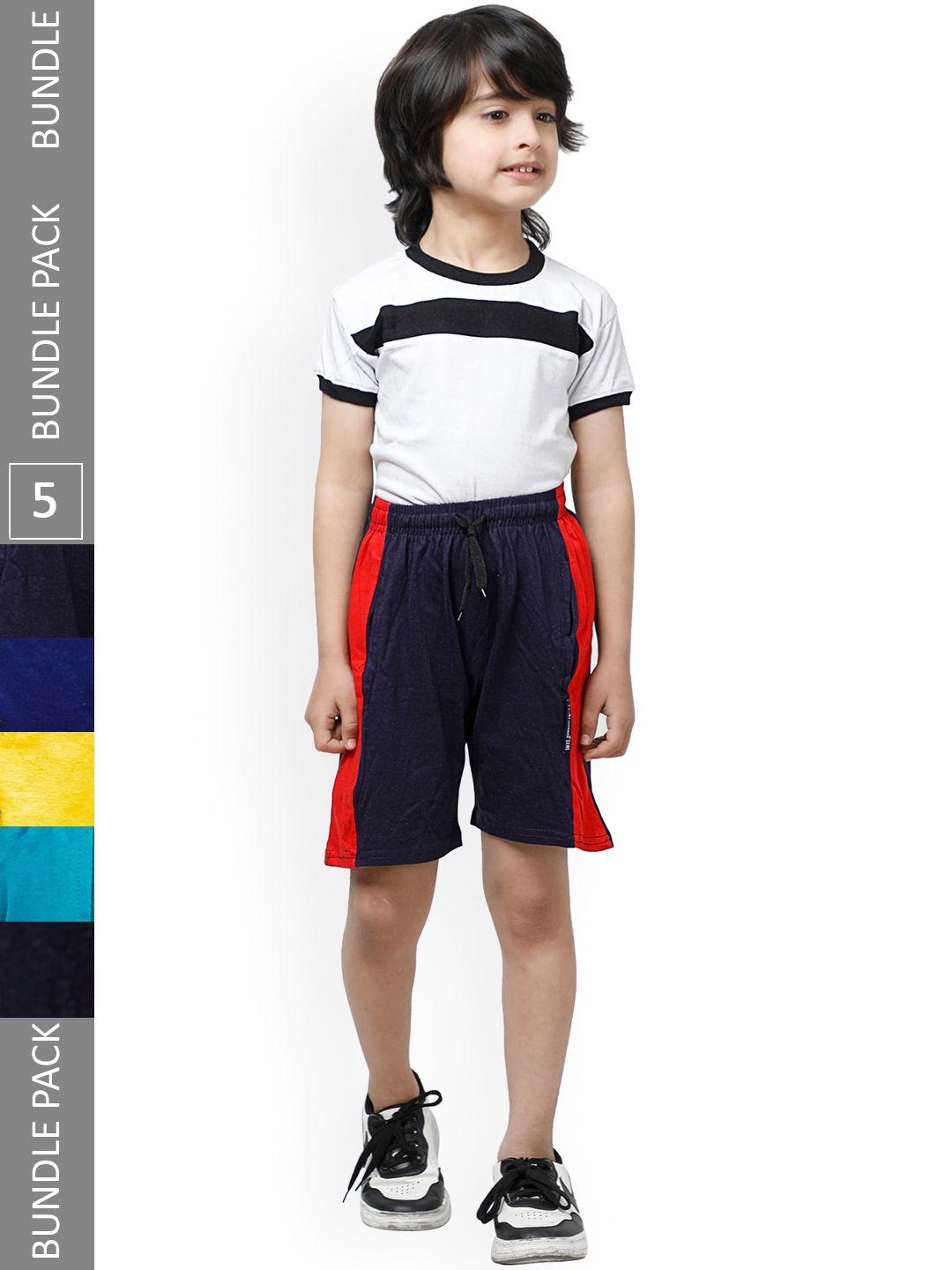 indiweaves-boys-pack-of-5-striped-high-rise-pure-cotton-shorts